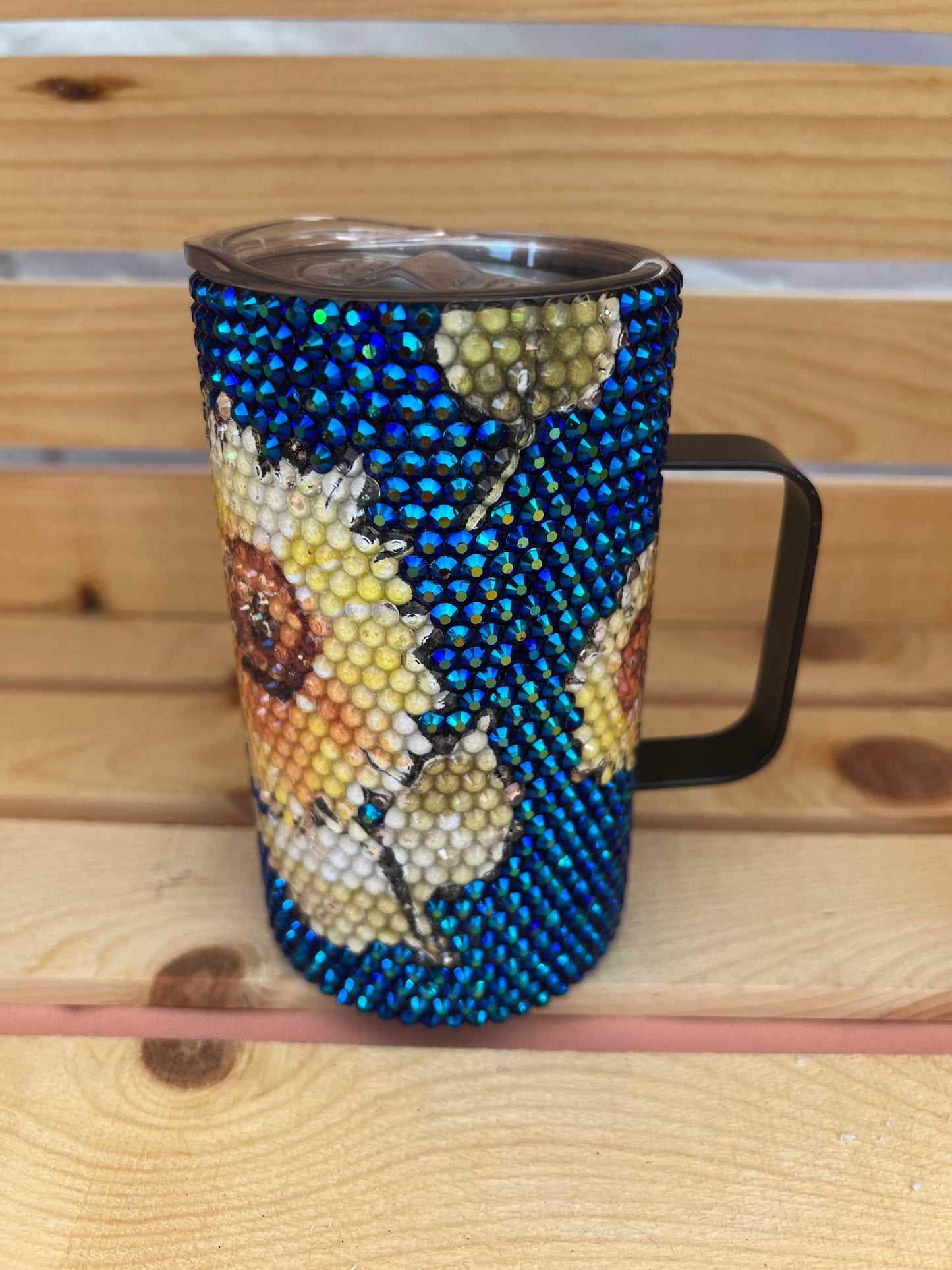 RTS. Rhinestone Sunflower Mug 16oz