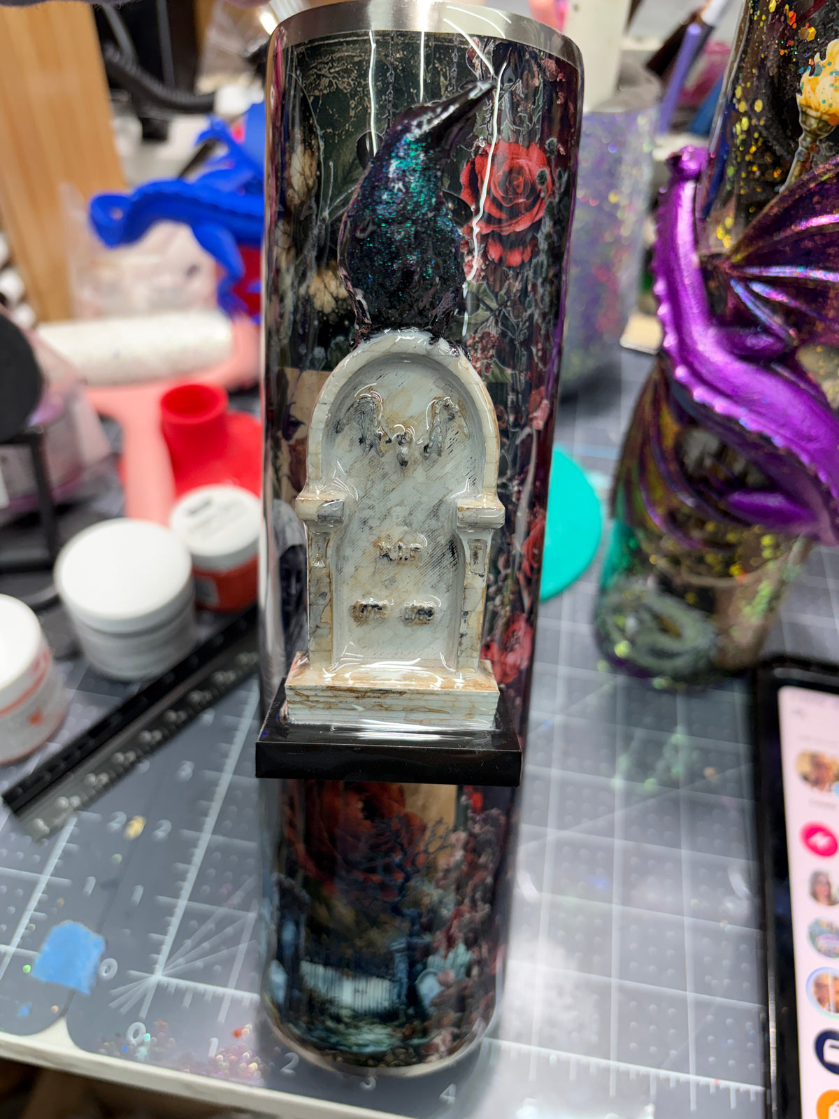 New-In process. Cemetery girl and raven with 3d handle 32oz plump tipsy