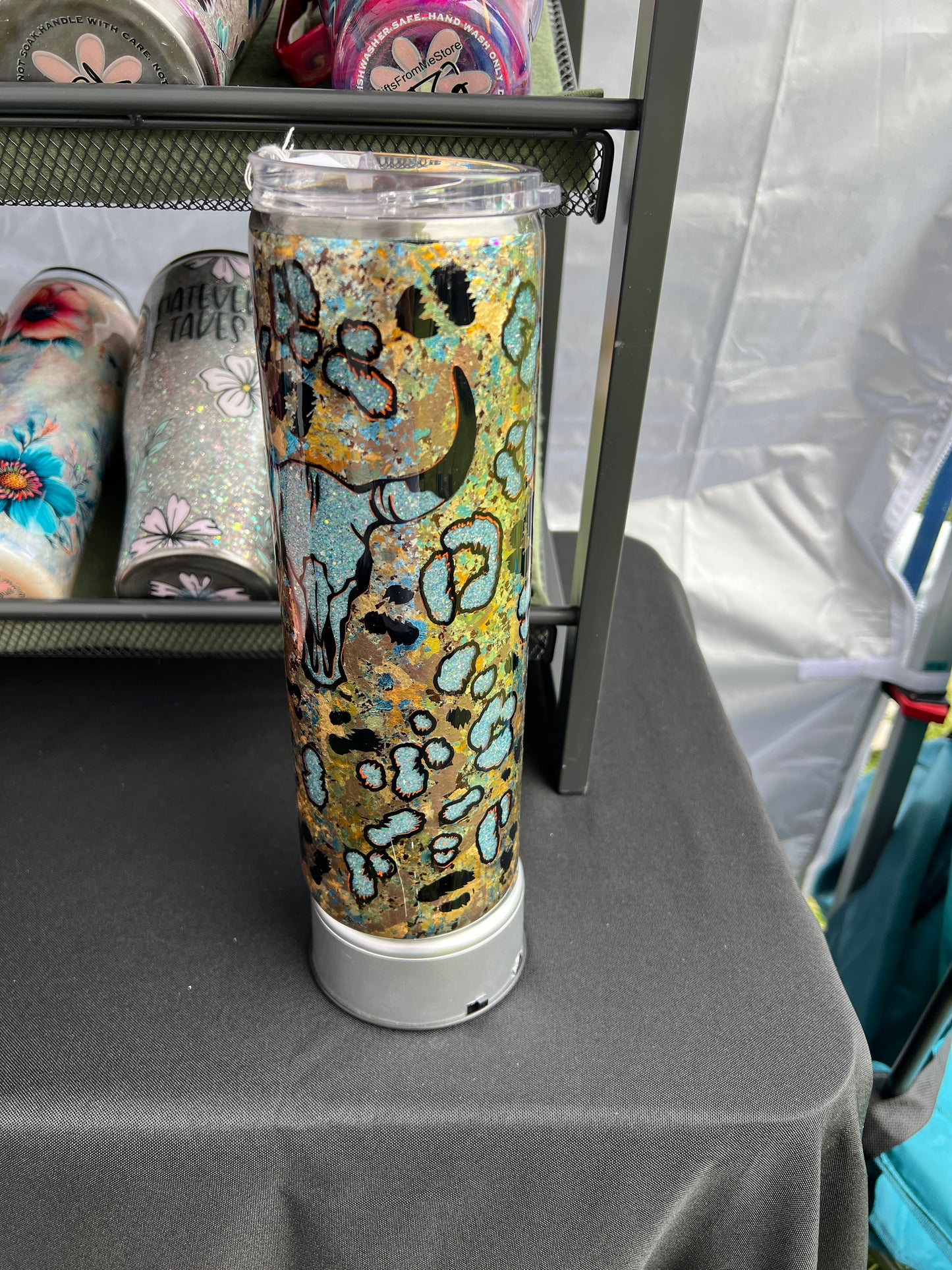 RTS. Peekaboo Bull Skull sunflower 30oz tumbler