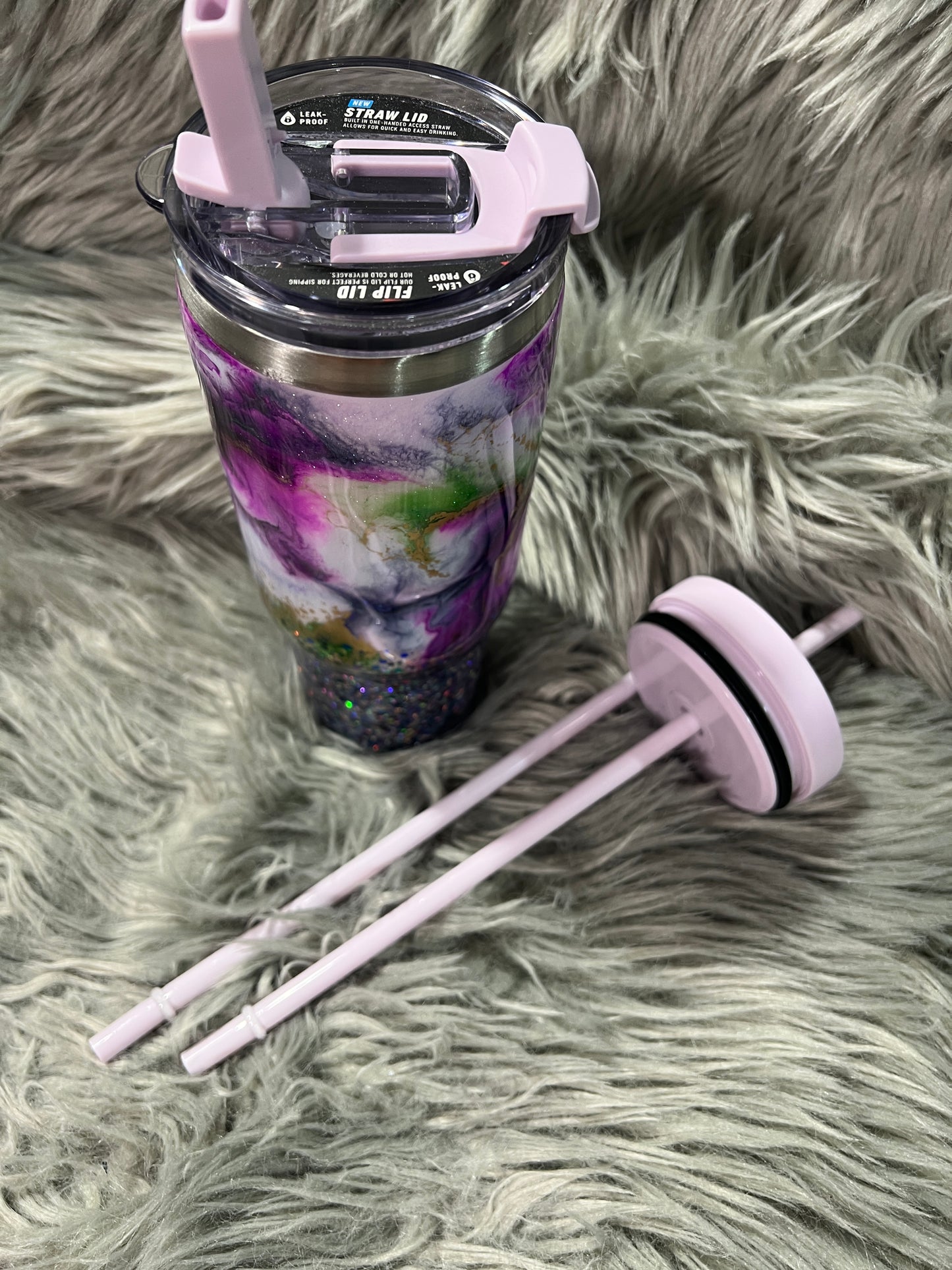 RTS. Purple and green junk in the trunk 30oz curvy tumbler