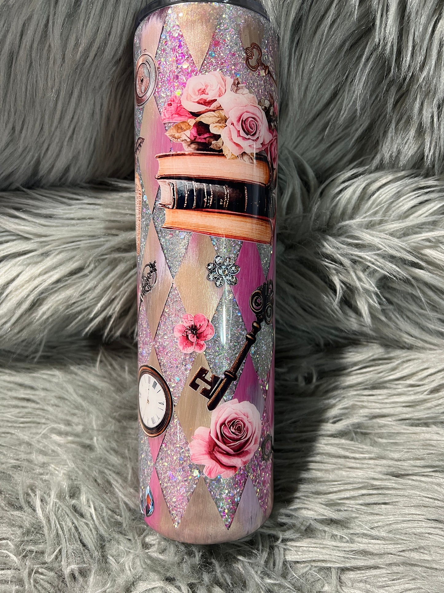Diamond peekaboo things I love 32oz plump tipsy with flip lid option