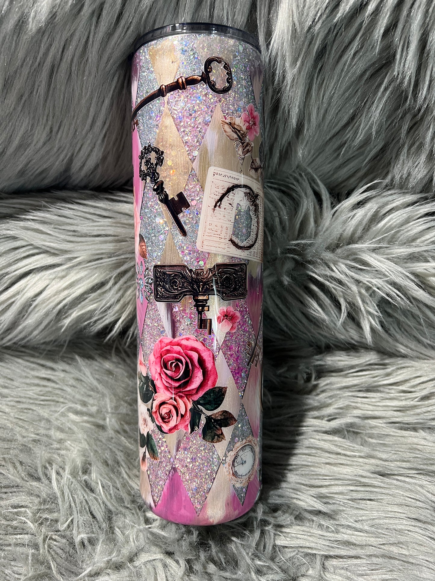 Diamond peekaboo things I love 32oz plump tipsy with flip lid option
