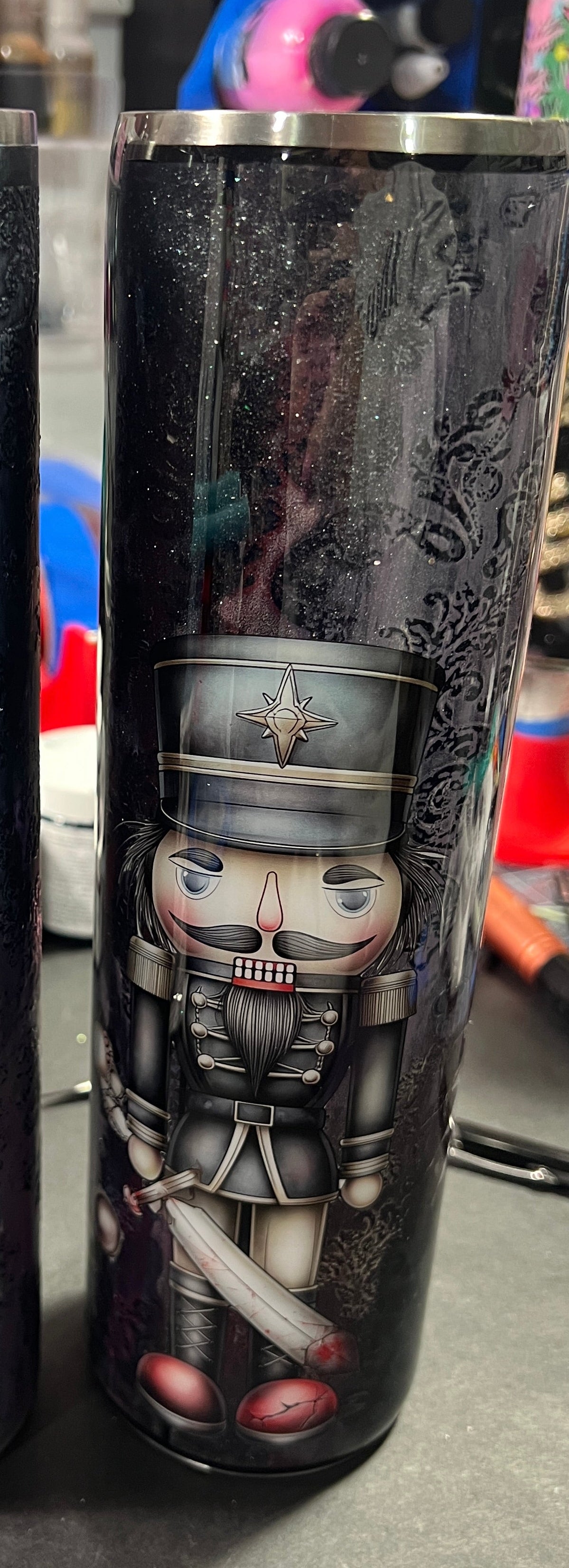 Add on oversized nut cracker design for customized tumbler