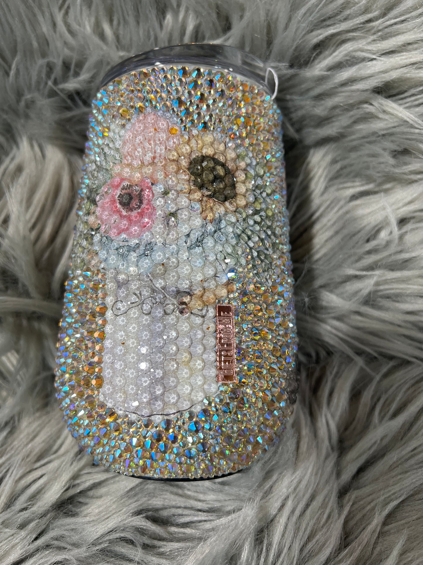 RTS. Rhinestone Multi Flower Wine Tumbler 17oz