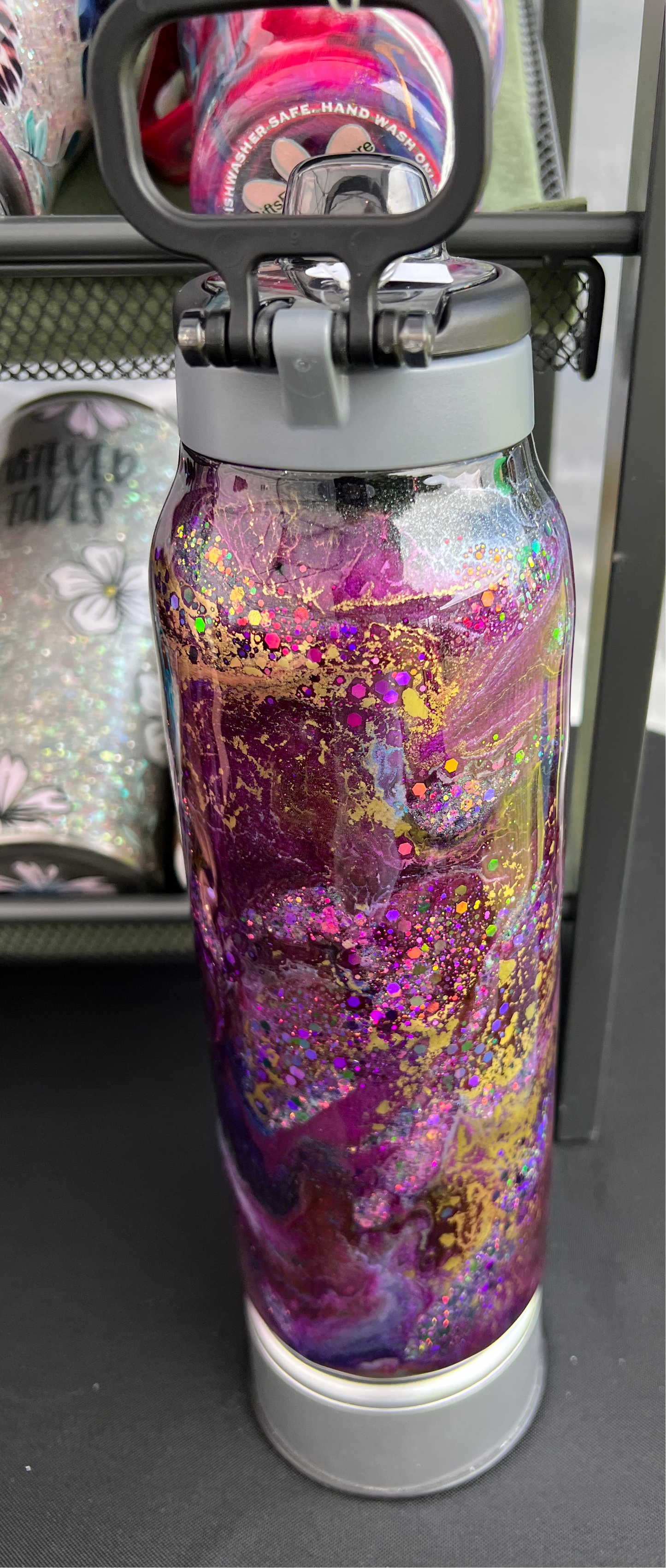 RTS. Ello 32oz Flip & Fill - Black purple Ink Swirl