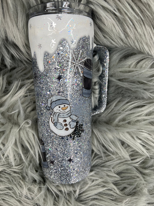 RTS. Snow drip coffee latte handle tumbler. 20oz Hoggdle skinny straight