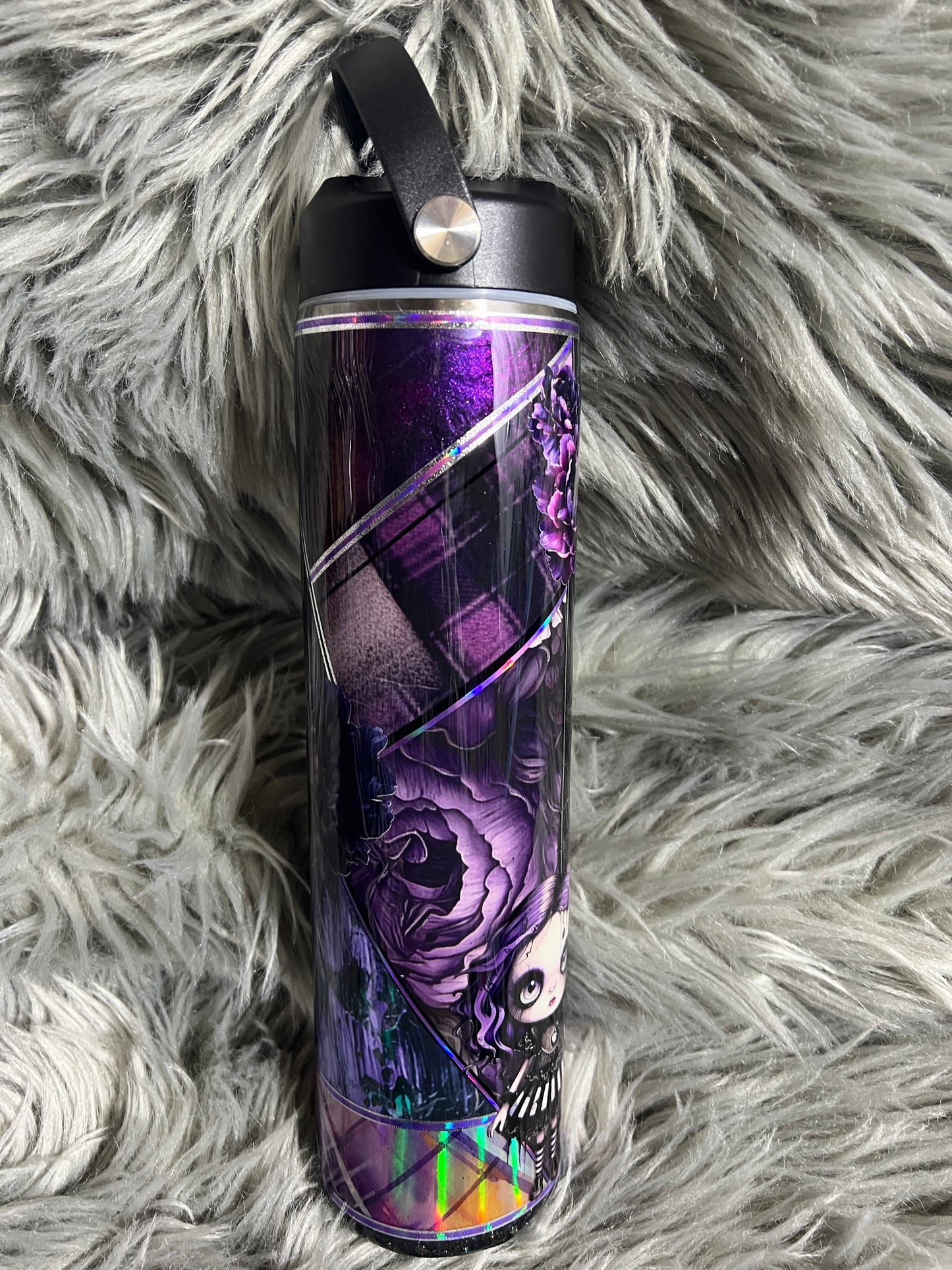 Purple goth girl 32oz tipsy straight with sip lid