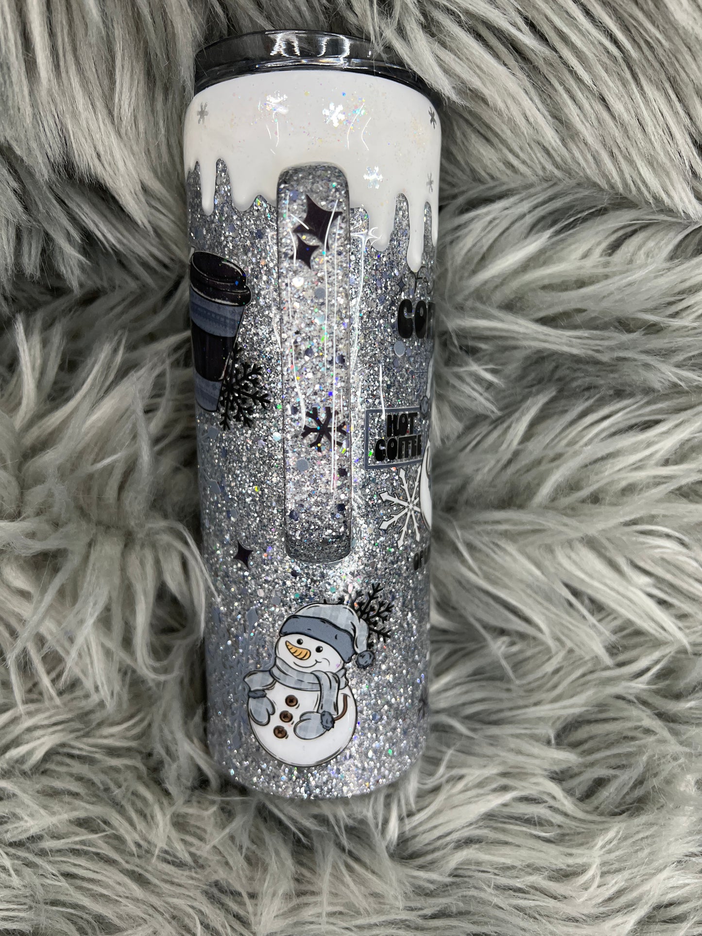 RTS. Snow drip coffee latte handle tumbler. 20oz Hoggdle skinny straight