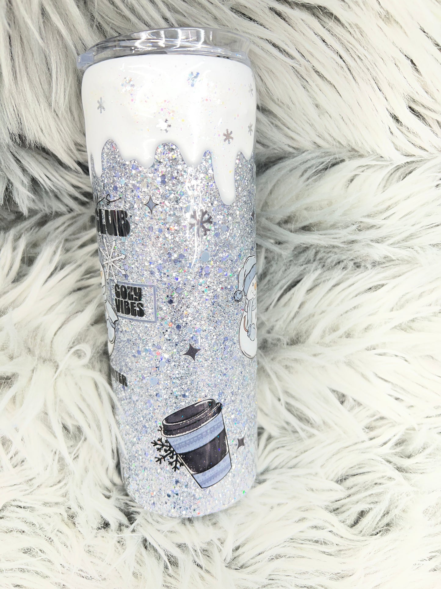 RTS. Snow drip coffee latte handle tumbler. 20oz Hoggdle skinny straight