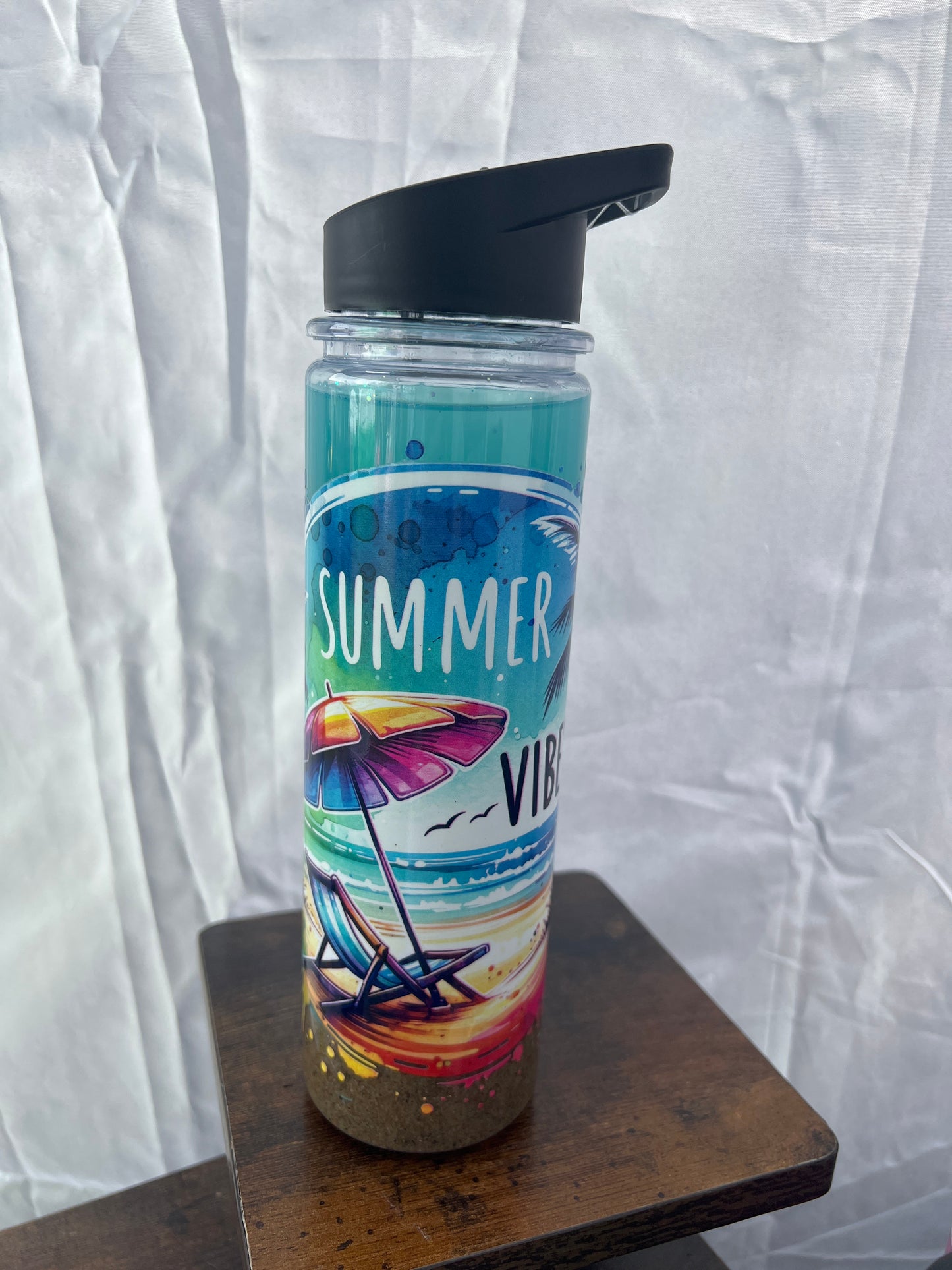 RTS.  Summer acrylic sand snow globe 18oz