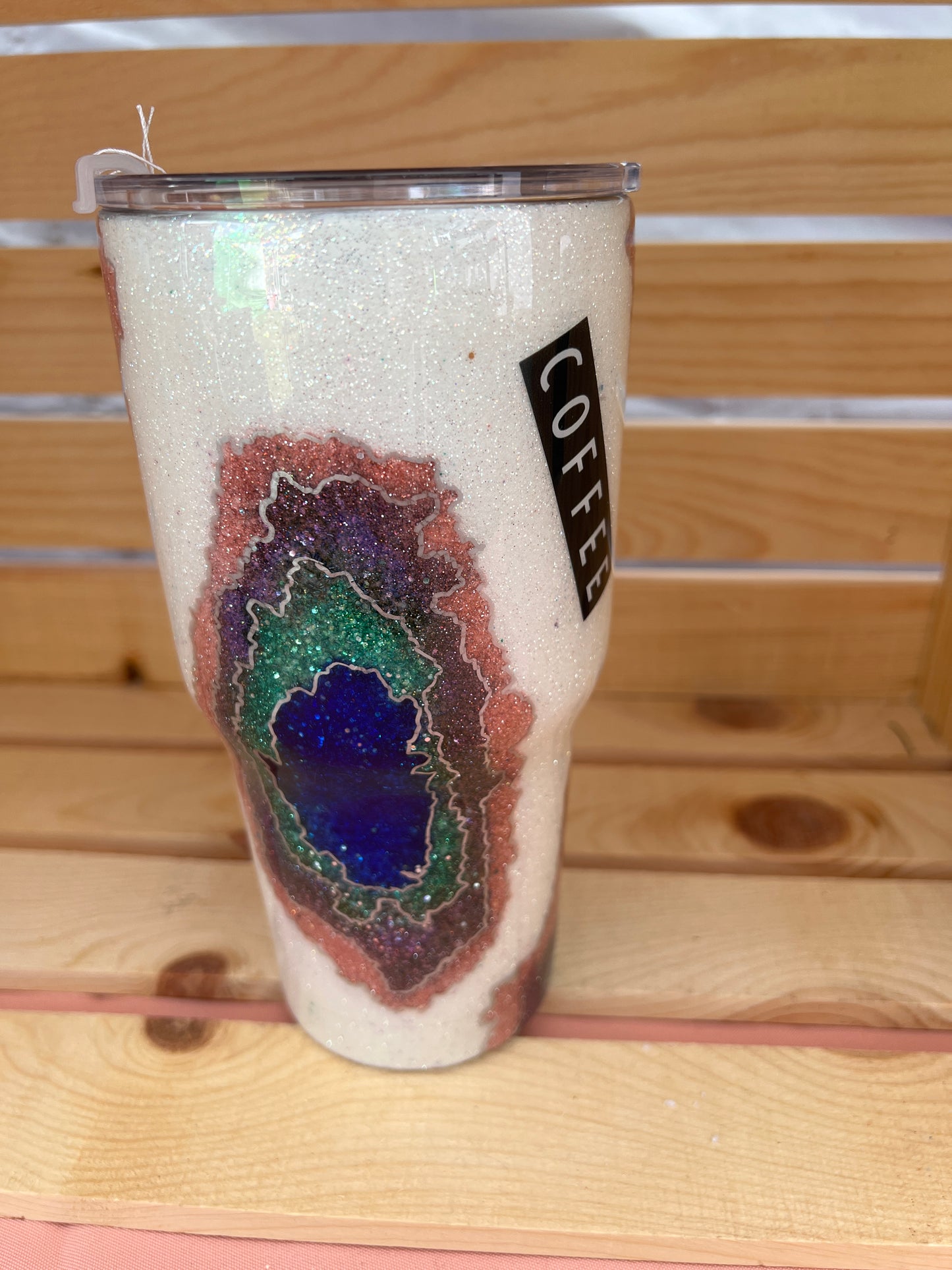 Clearance RTS. Glitter Geode tumbler 30oz