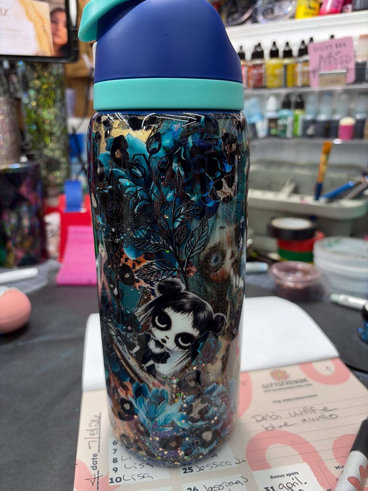 Blue dolls glitter owala look alike 32oz