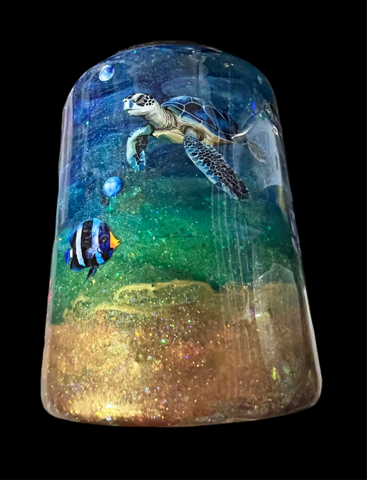 Clearance-RTS. Ocean view beach coffee cup tumbler 10oz shortie low ball