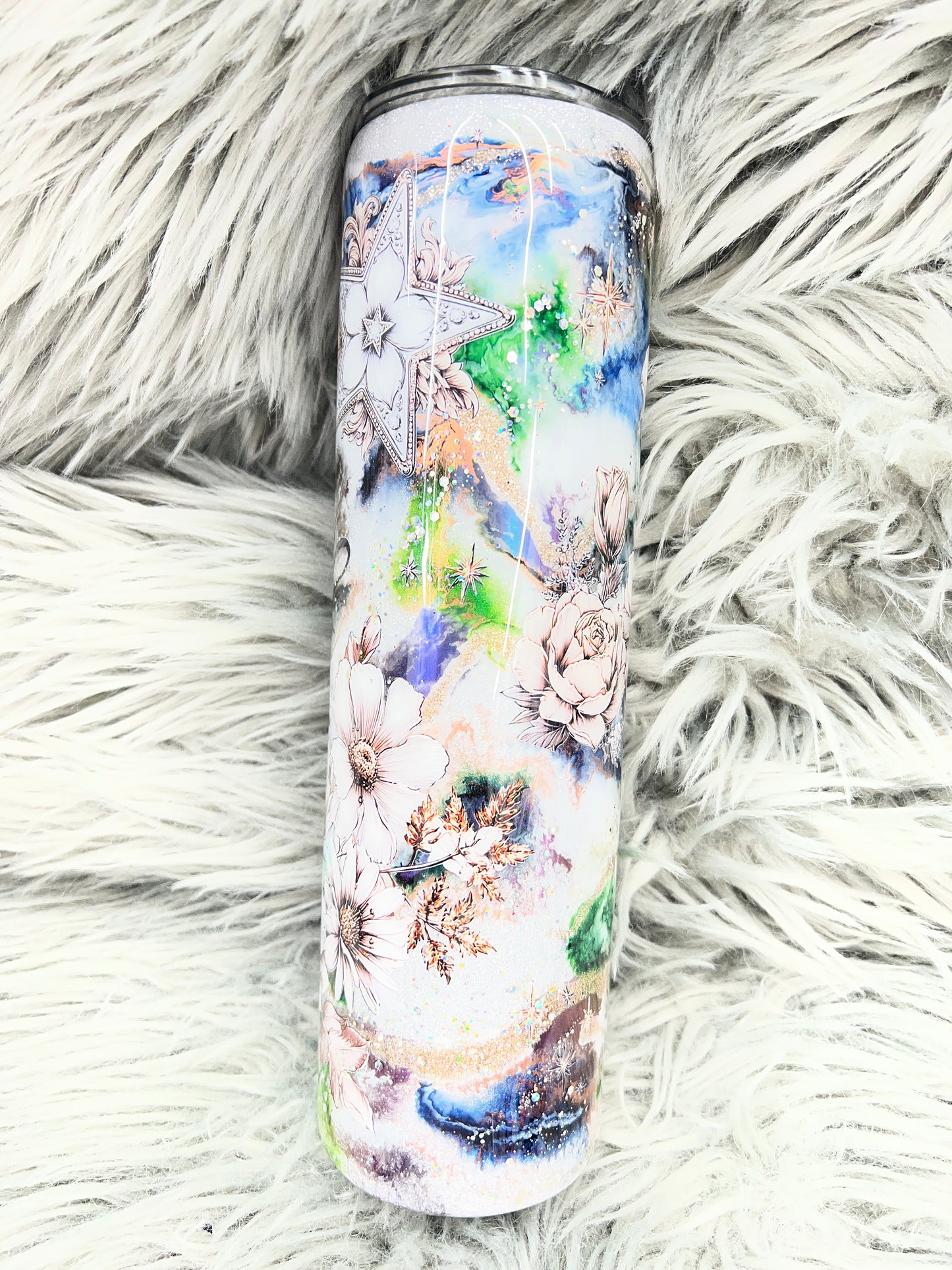 RTS. Beautiful soul, floral, with glitter base ink drop 35oz.