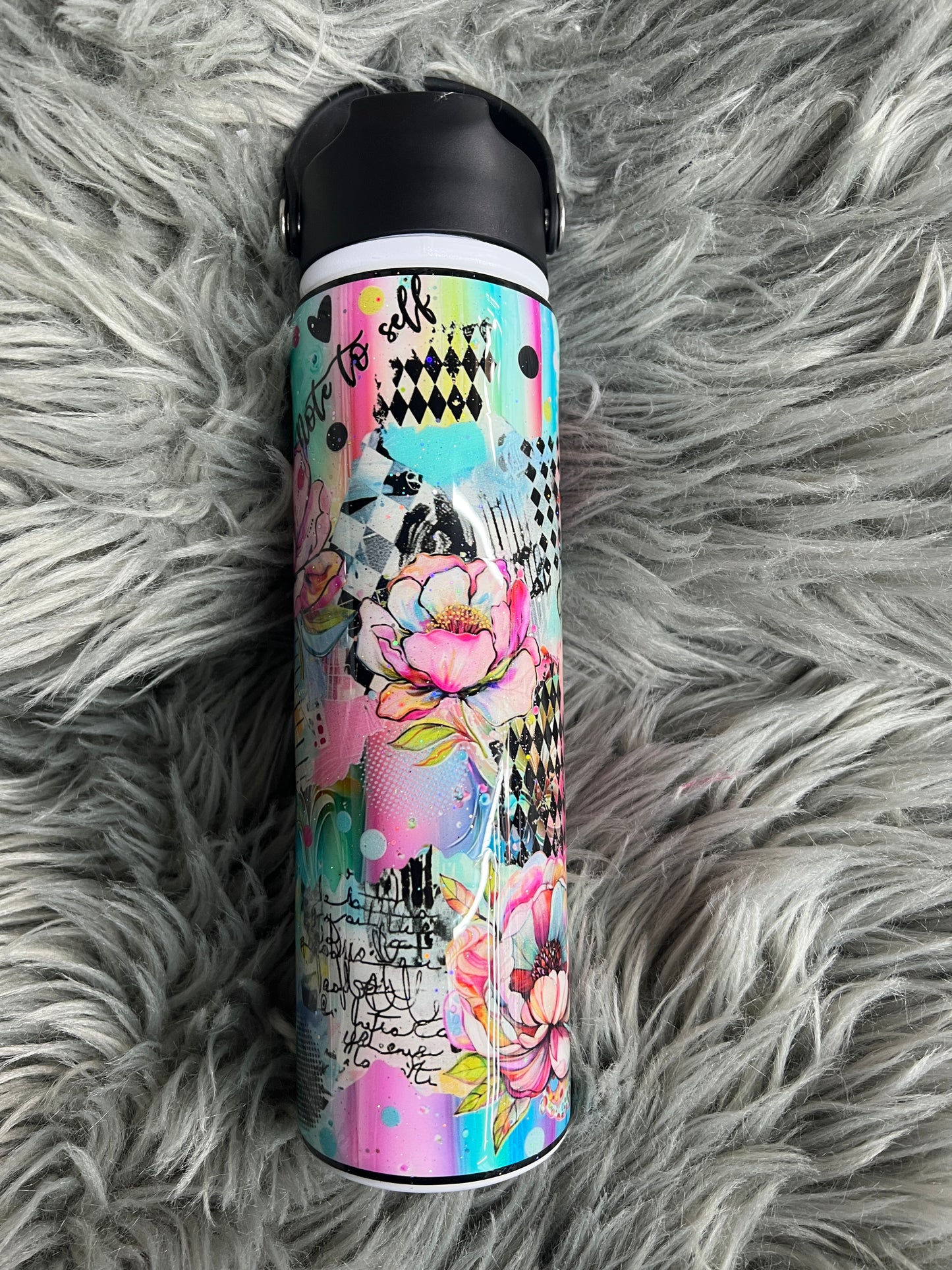Rts- Note to self bright color floral 28oz hydraflow