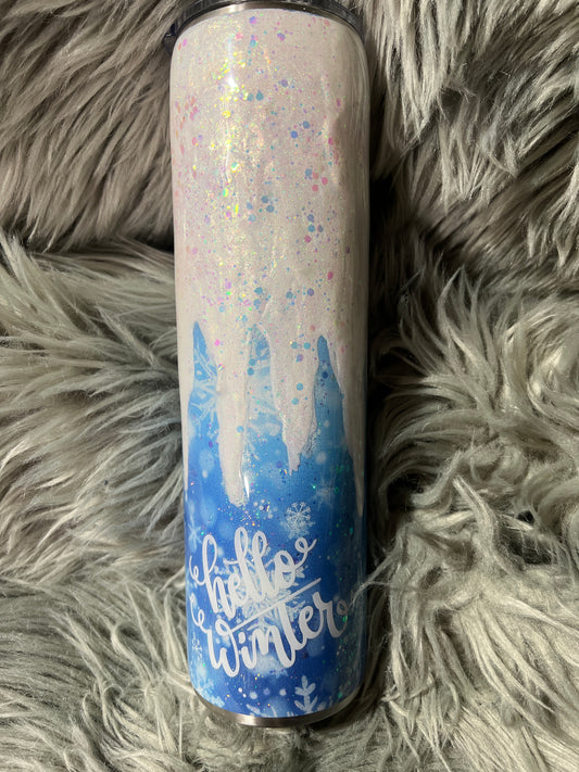 RTS. 3d snow hello winter tumbler on 32oz plump tipsy