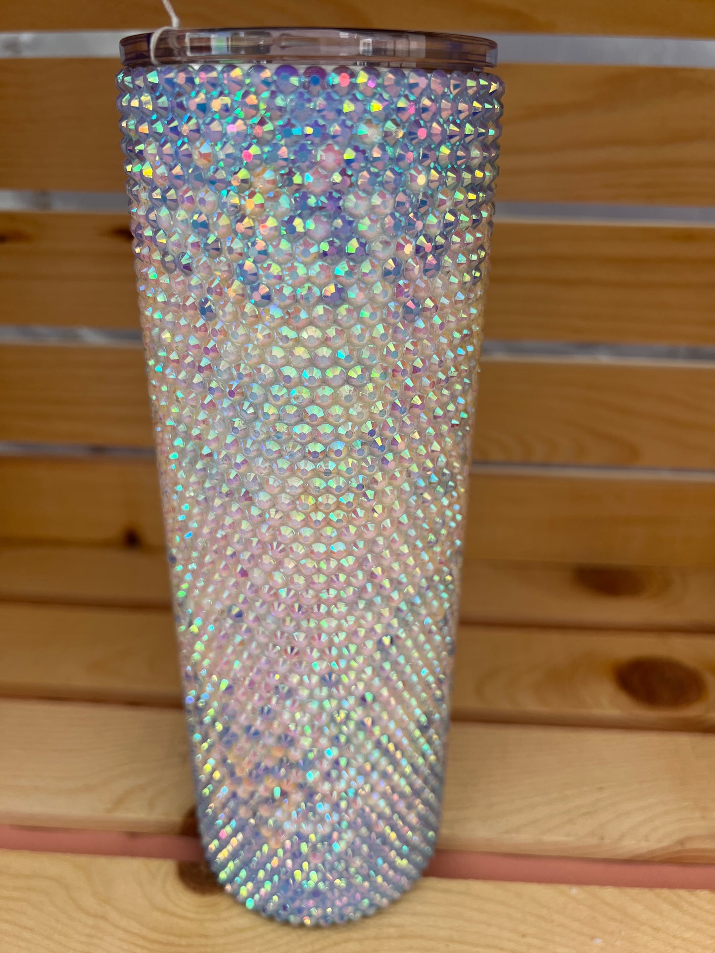 RTS. Rhinestone light blue to white trickle pattern Tumbler 30oz
