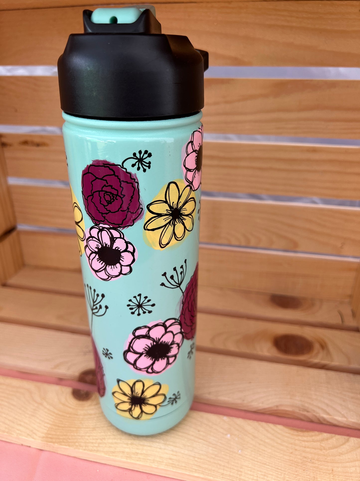 Clearance-RTS. Hand painted flower sip tumbler  28oz