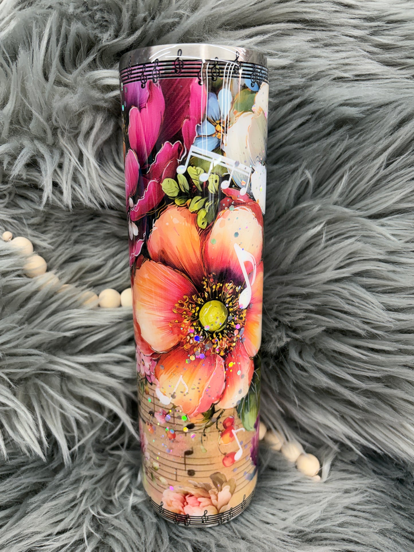 New - bright flowers and music tumbler 32oz plump tipsy