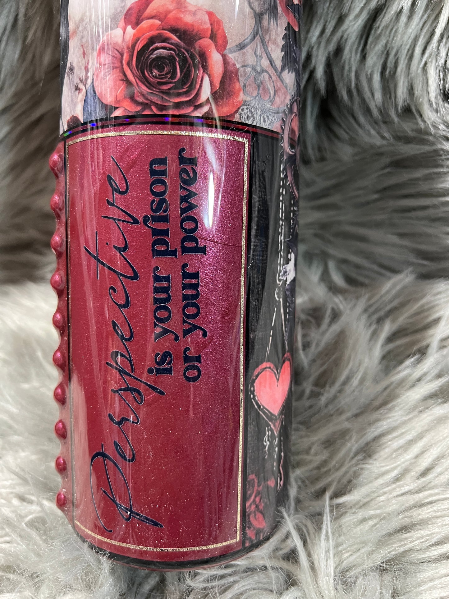 RTS. Red Perspective Raven Crow tumbler 30 oz