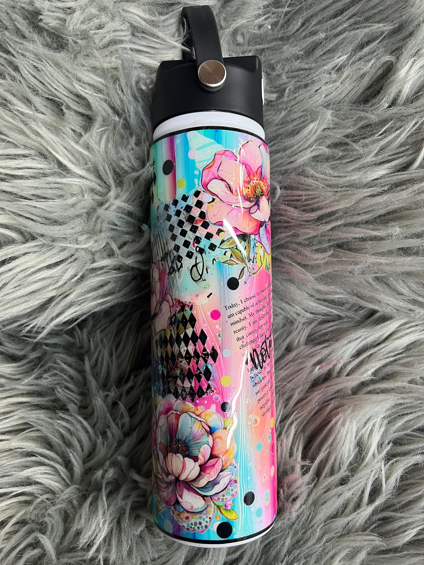 Rts- Note to self bright color floral 28oz hydraflow