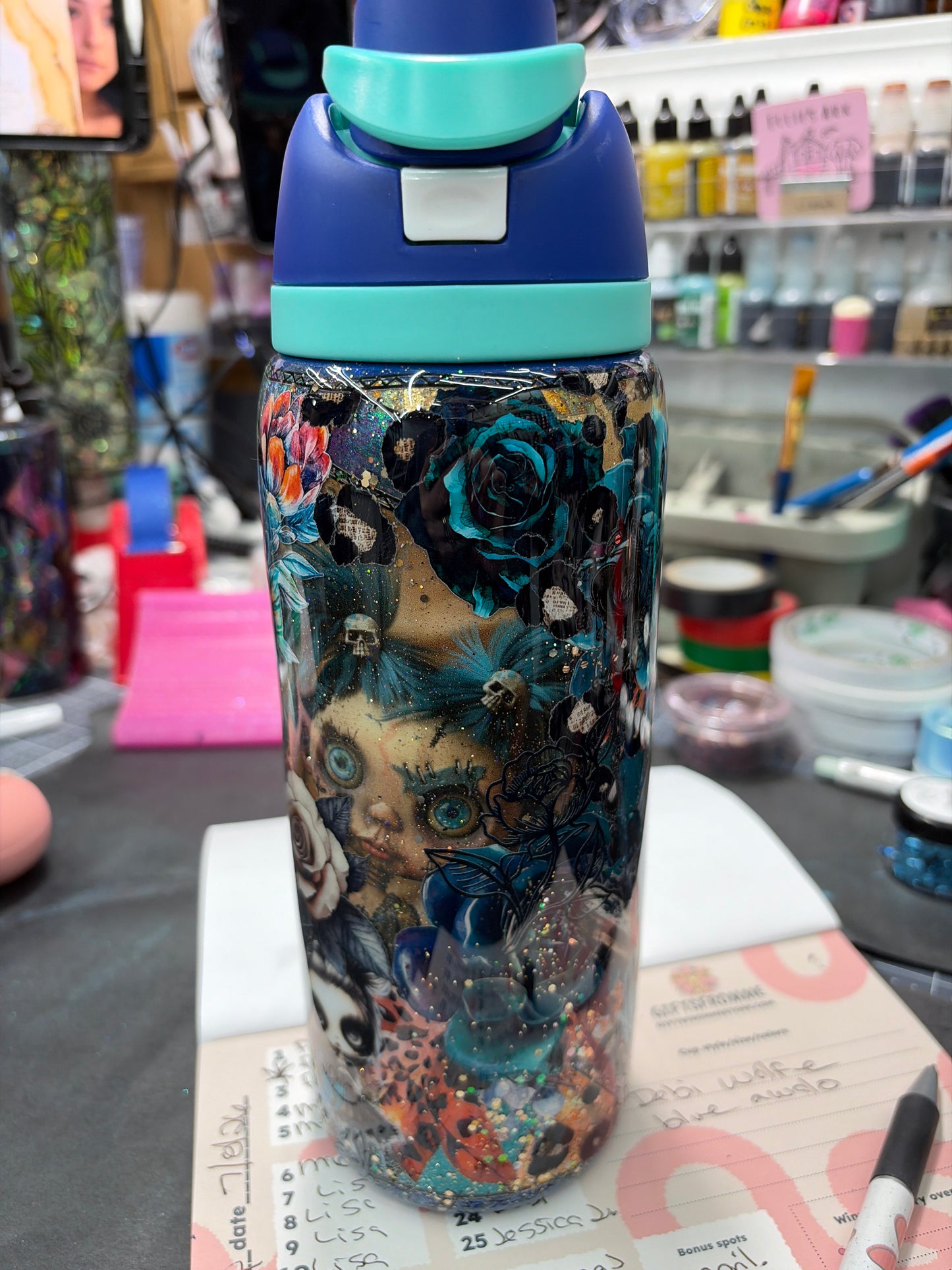 Blue dolls glitter owala look alike 32oz