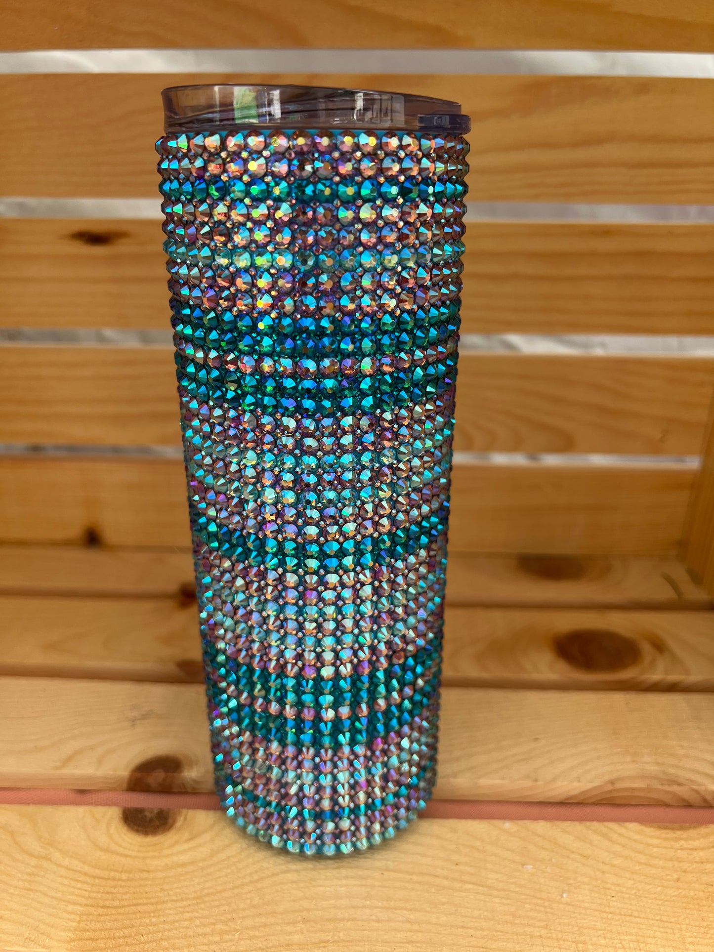 RTS. Rhinestone light blue, teal, pink Tumbler 20oz