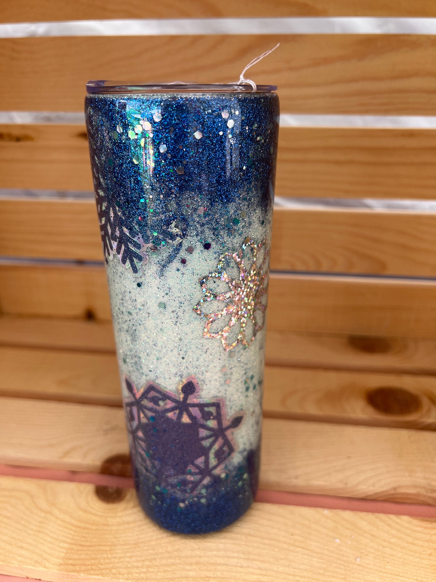 RTS.  Winter blue snow tapered tumbler 20oz