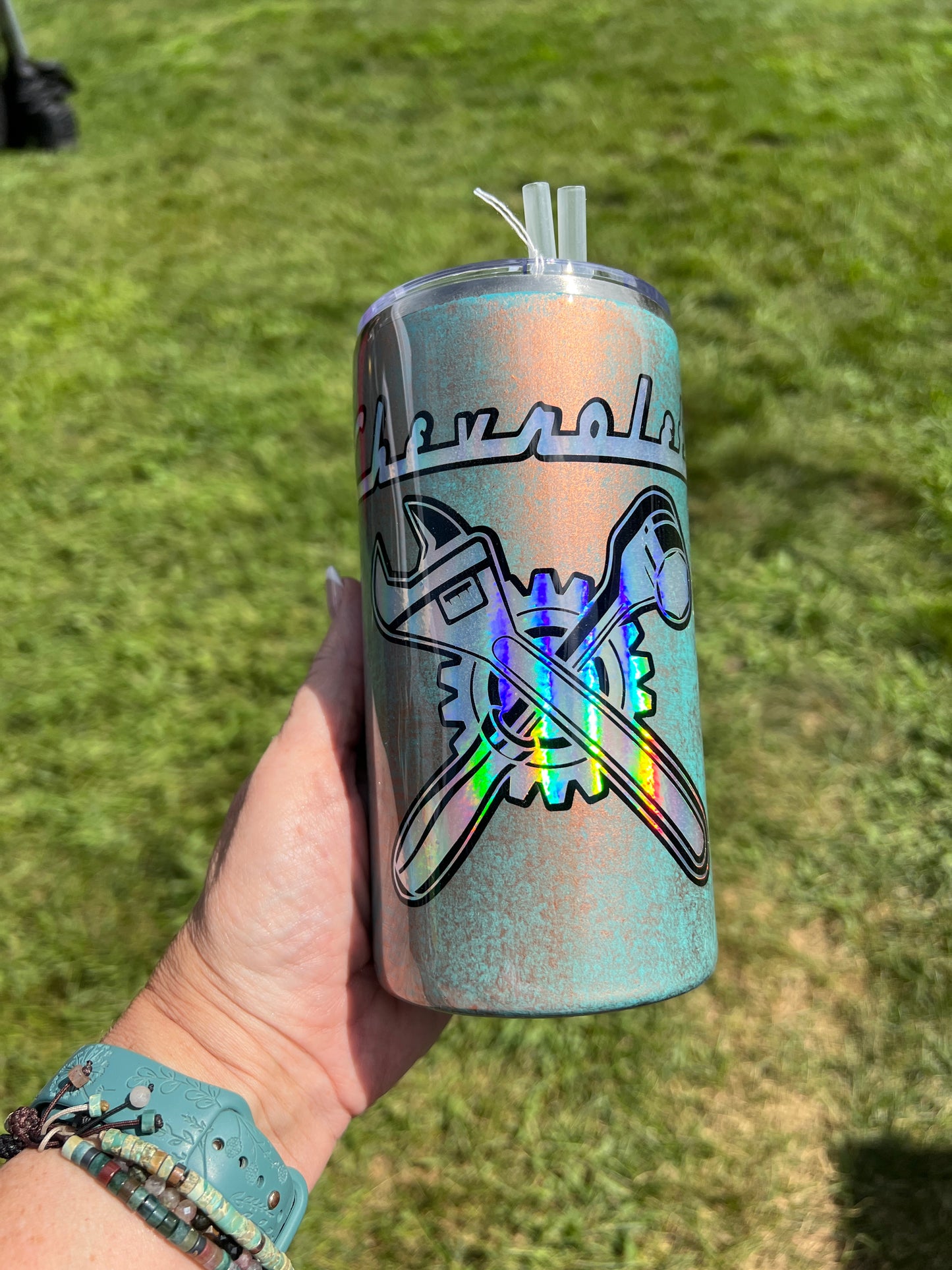 RTS.  Rusty Chevy mechanic tumbler 20oz chubby