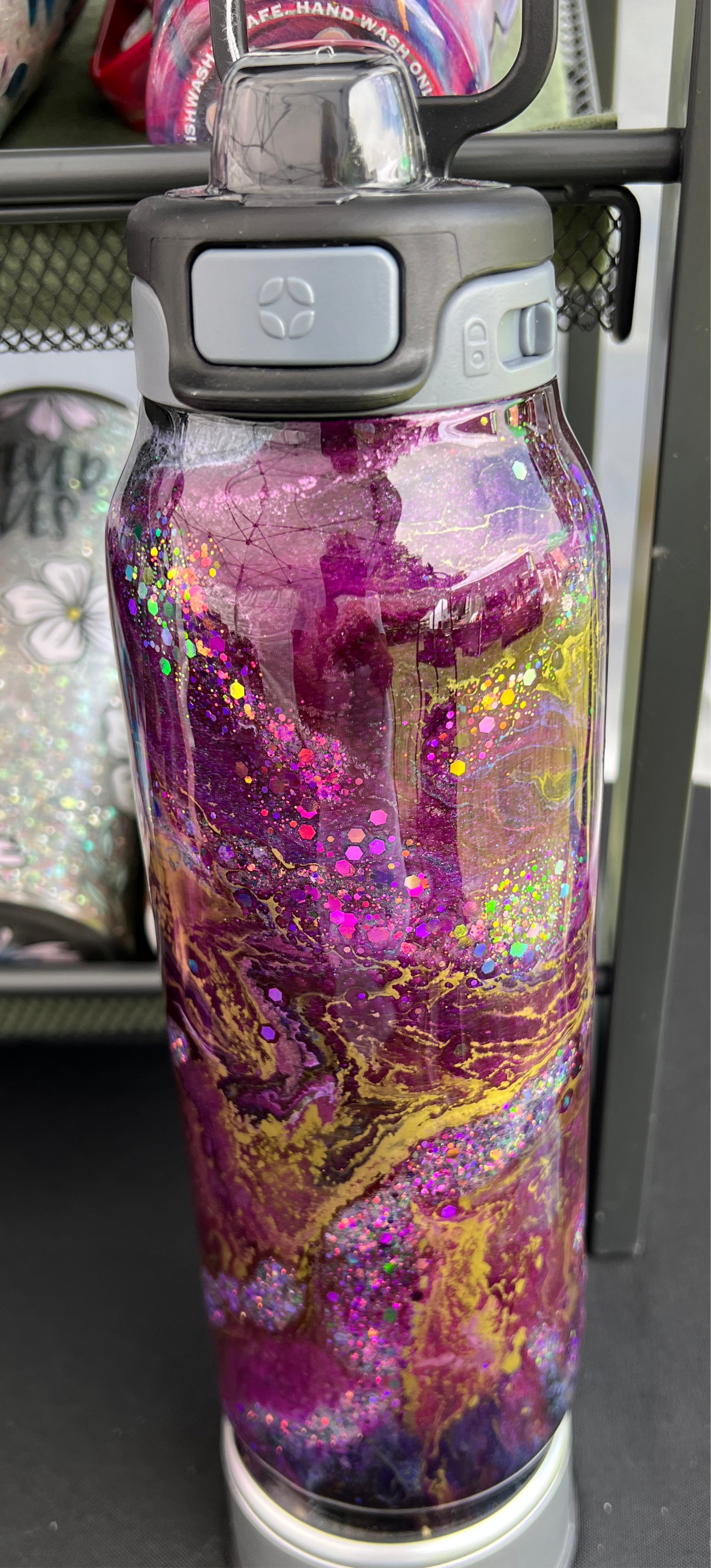 RTS. Ello 32oz Flip & Fill - Black purple Ink Swirl