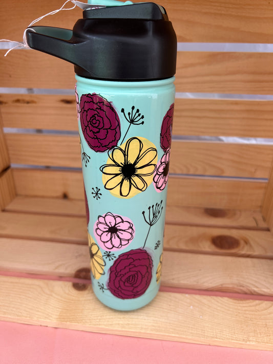 Clearance-RTS. Hand painted flower sip tumbler  28oz