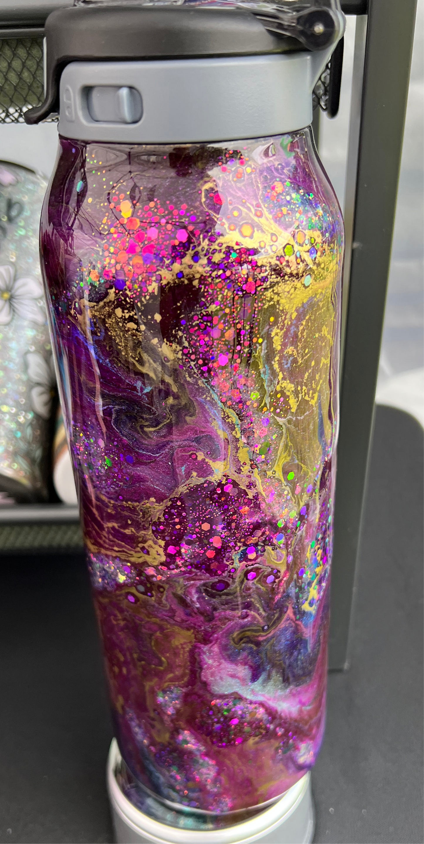 RTS. Ello 32oz Flip & Fill - Black purple Ink Swirl