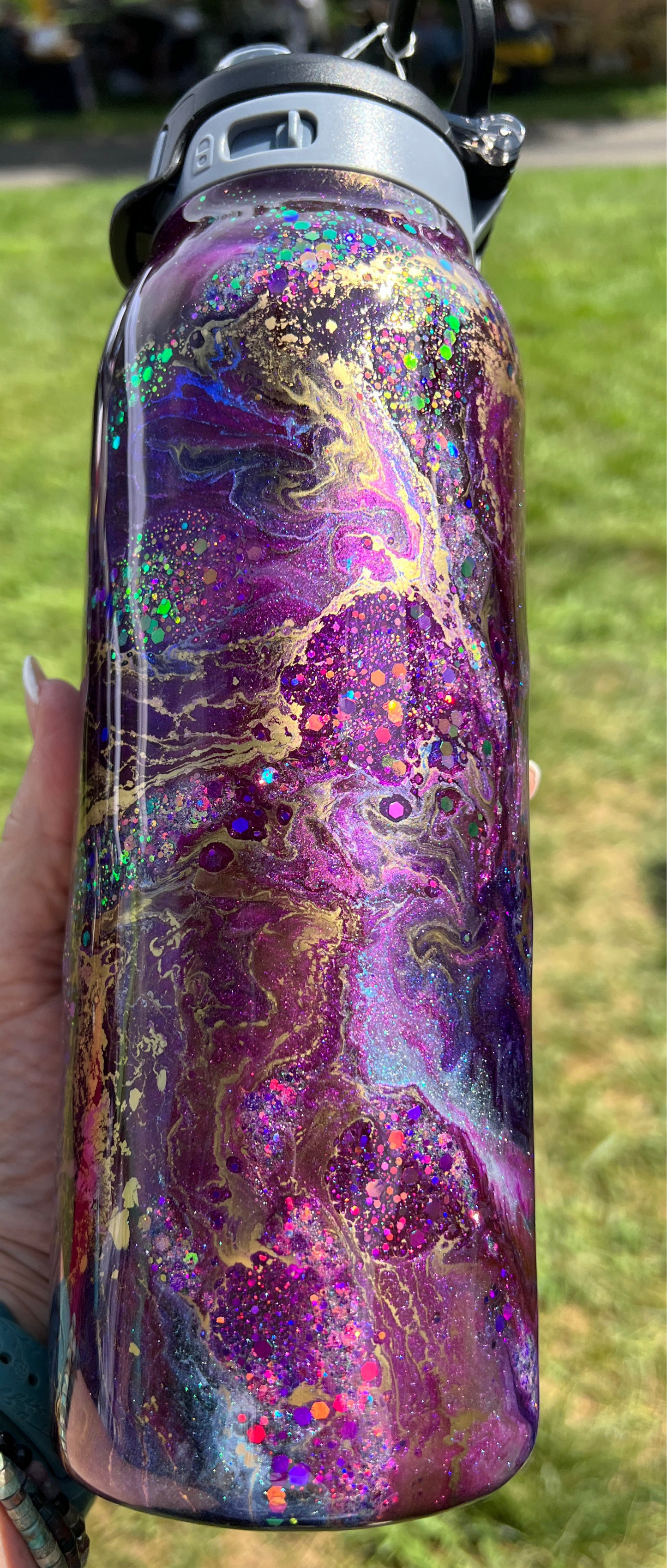 RTS. Ello 32oz Flip & Fill - Black purple Ink Swirl