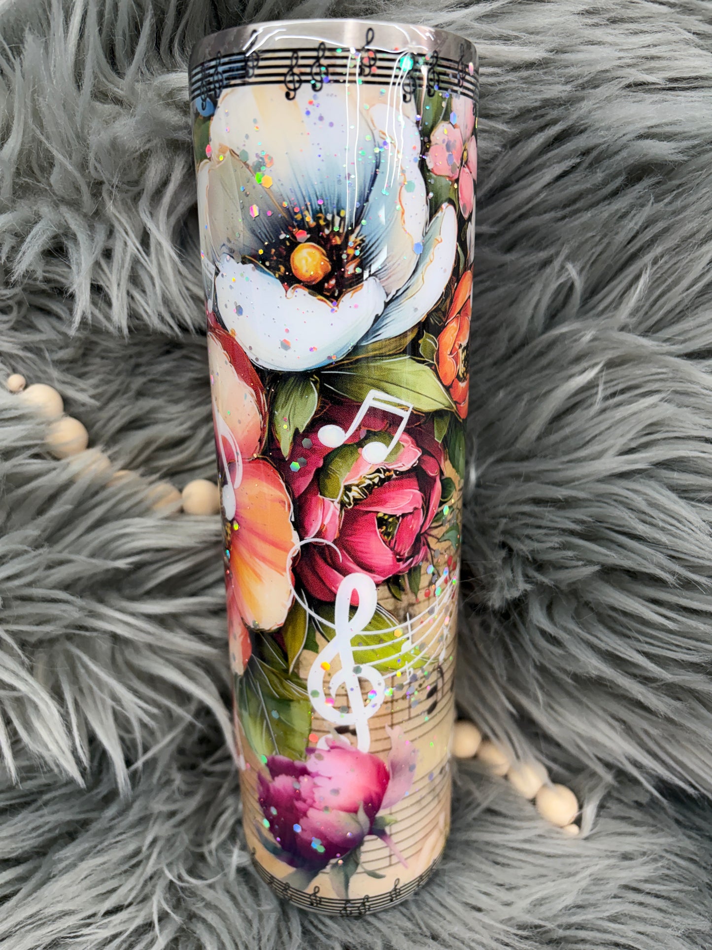 New - bright flowers and music tumbler 32oz plump tipsy