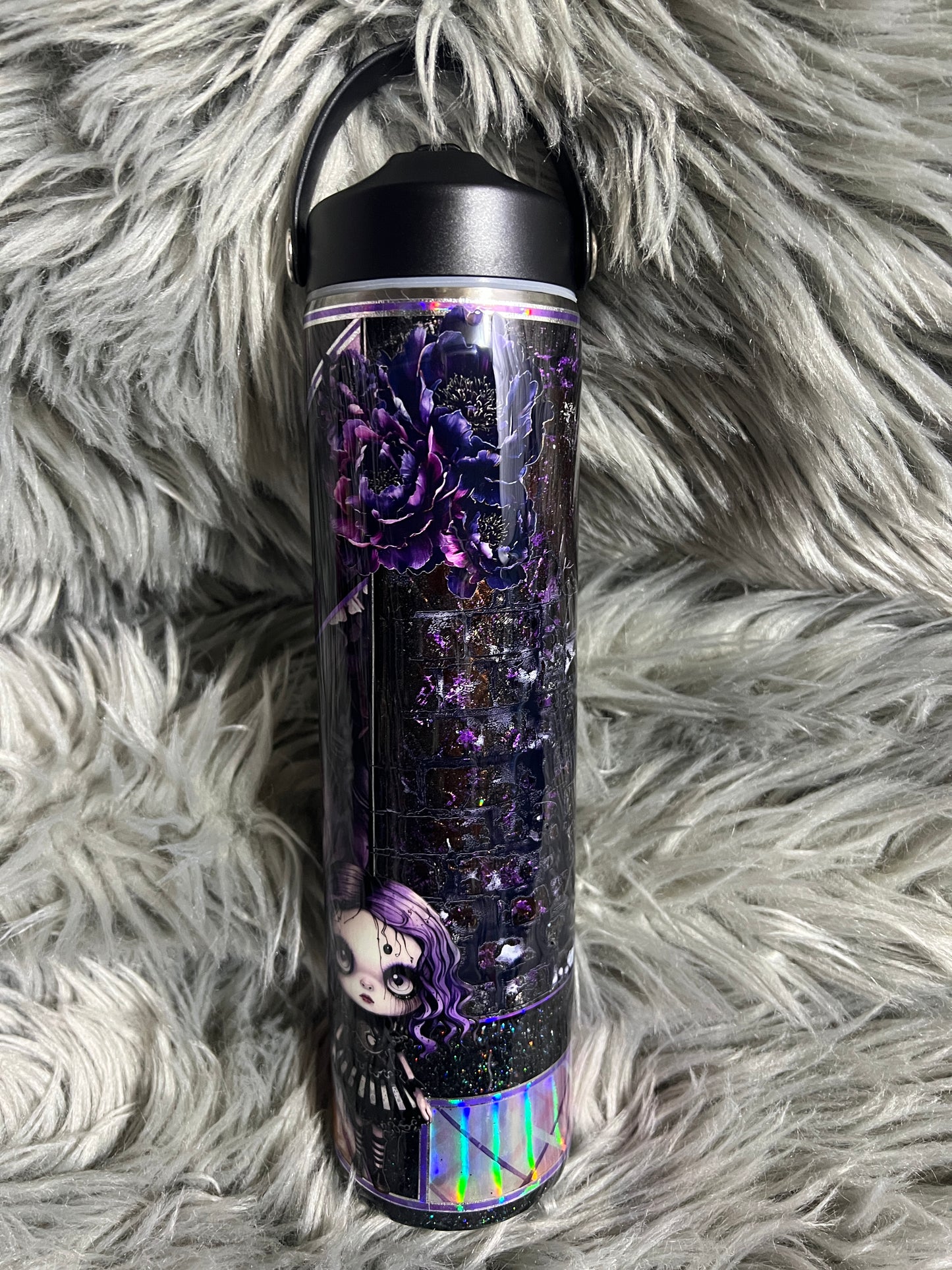 Purple goth girl 32oz tipsy straight with sip lid