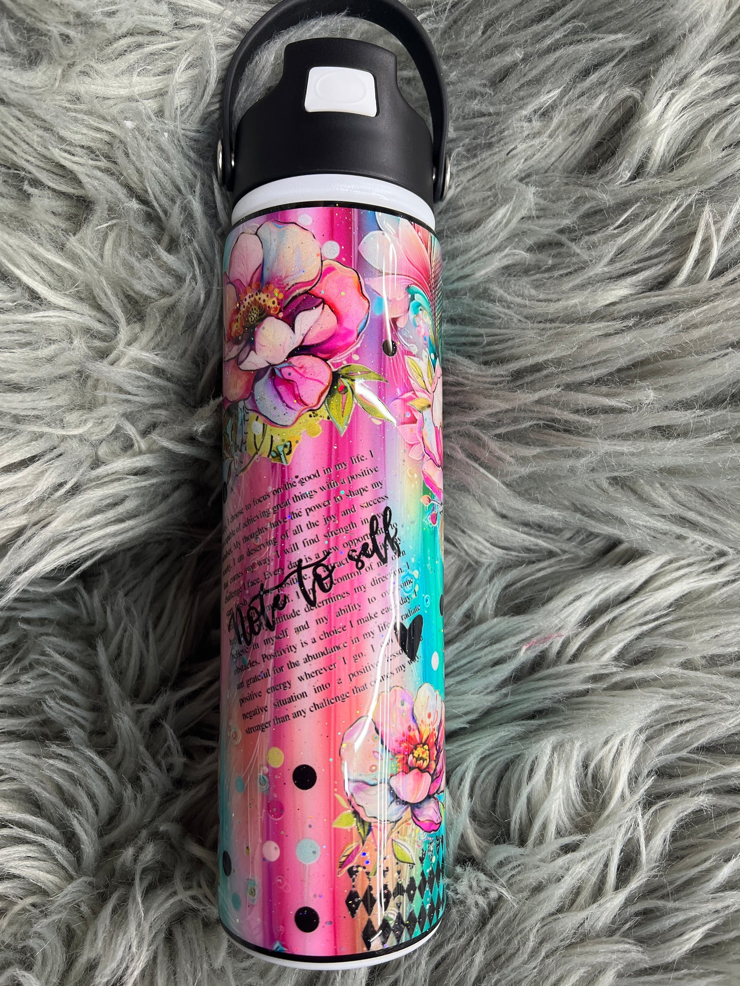 Rts- Note to self bright color floral 28oz hydraflow