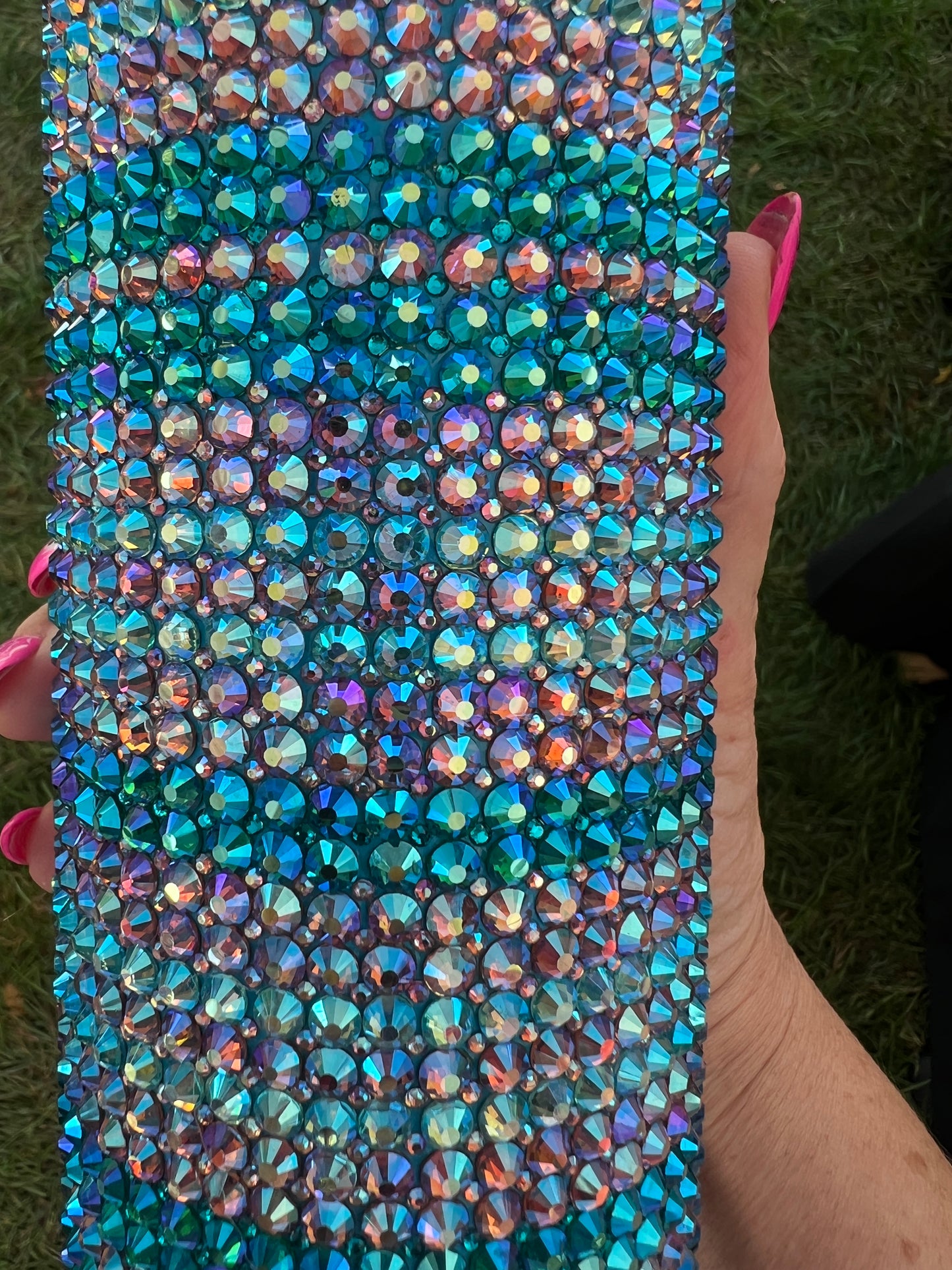 RTS. Rhinestone light blue, teal, pink Tumbler 20oz