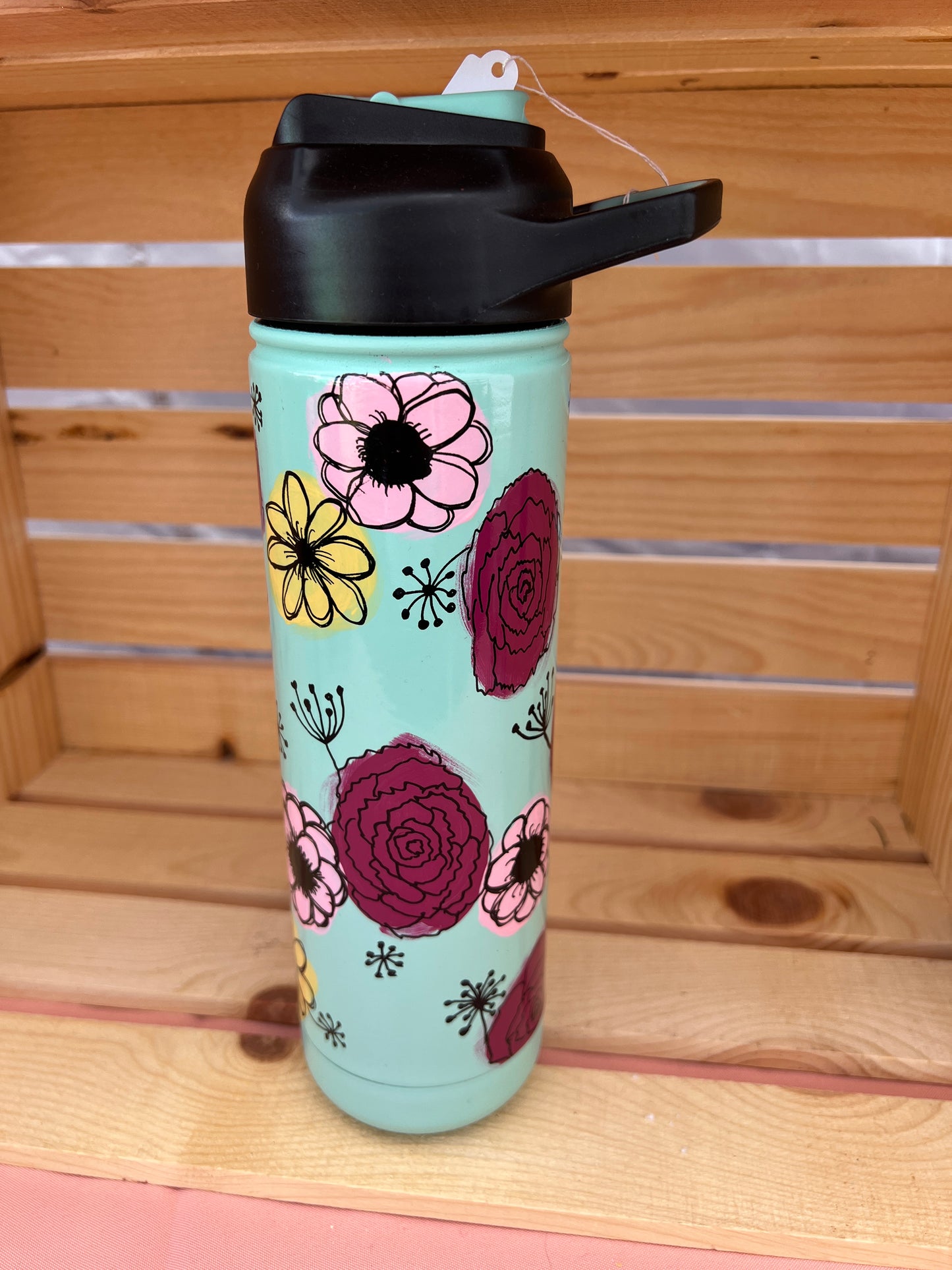 Clearance-RTS. Hand painted flower sip tumbler  28oz