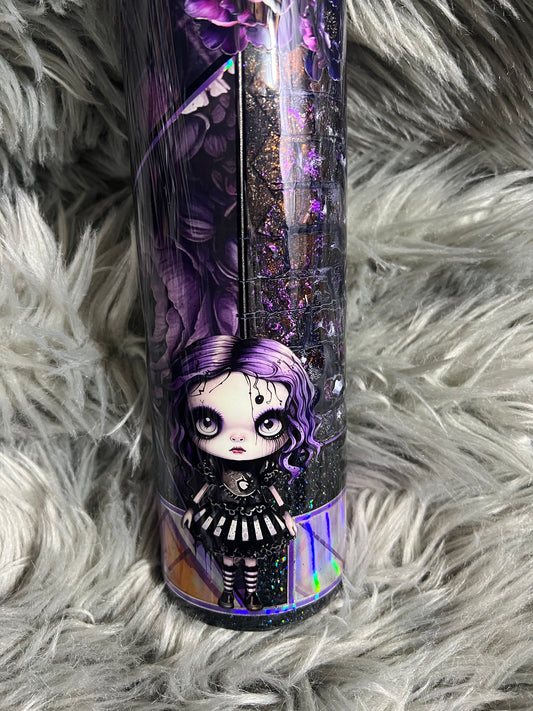 Purple goth girl 32oz tipsy straight with sip lid