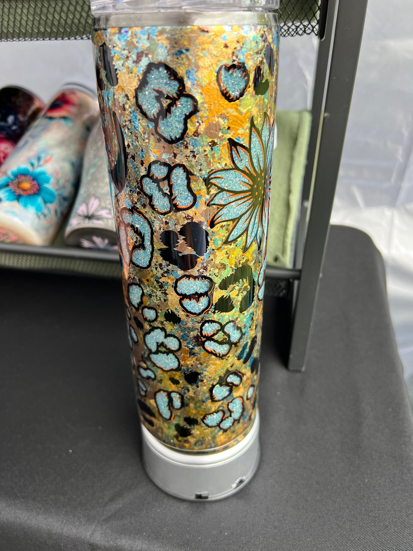 RTS.  Peekaboo Bull Skull sunflower 30oz tumbler