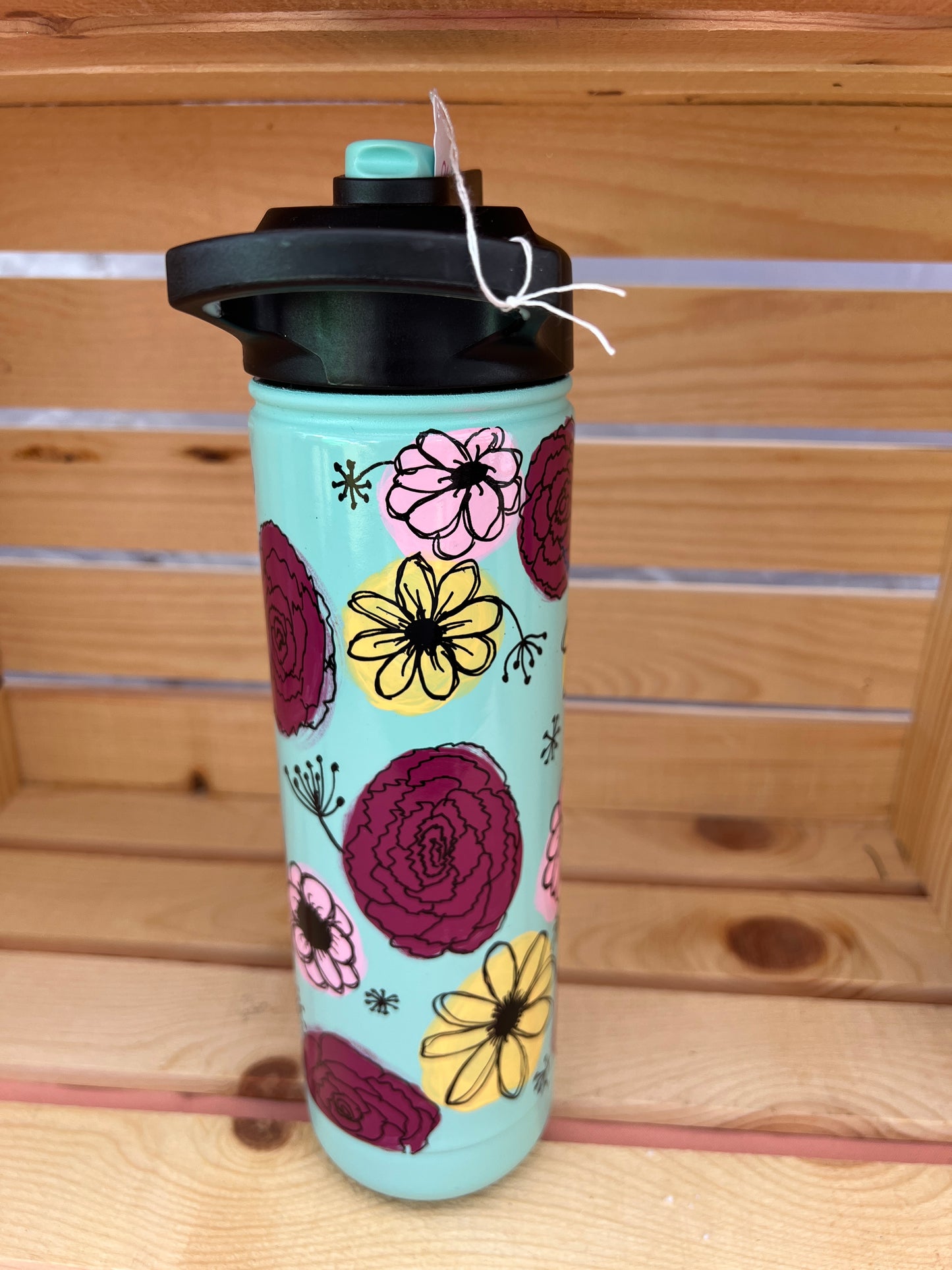 Clearance-RTS. Hand painted flower sip tumbler  28oz