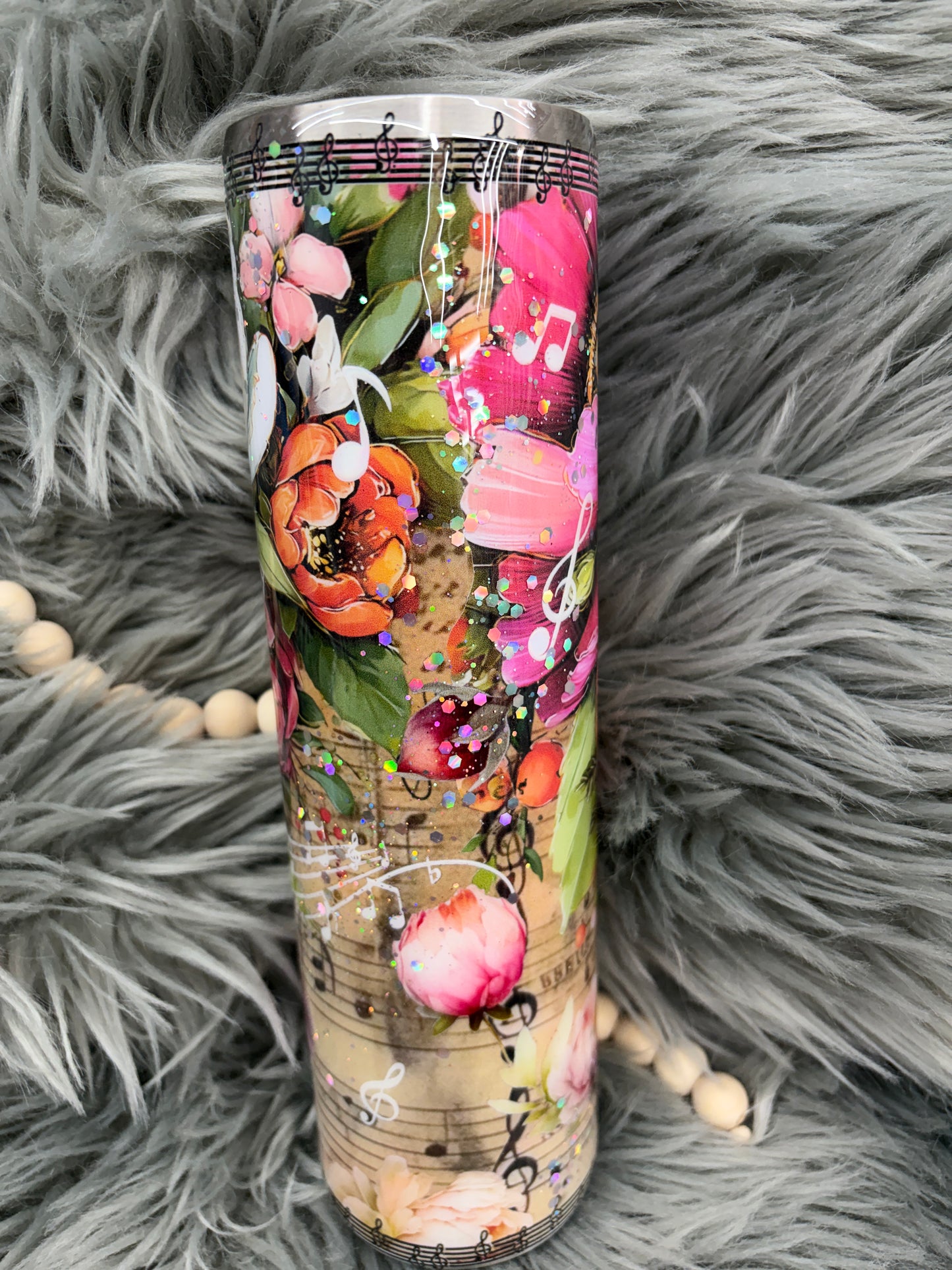 New - bright flowers and music tumbler 32oz plump tipsy