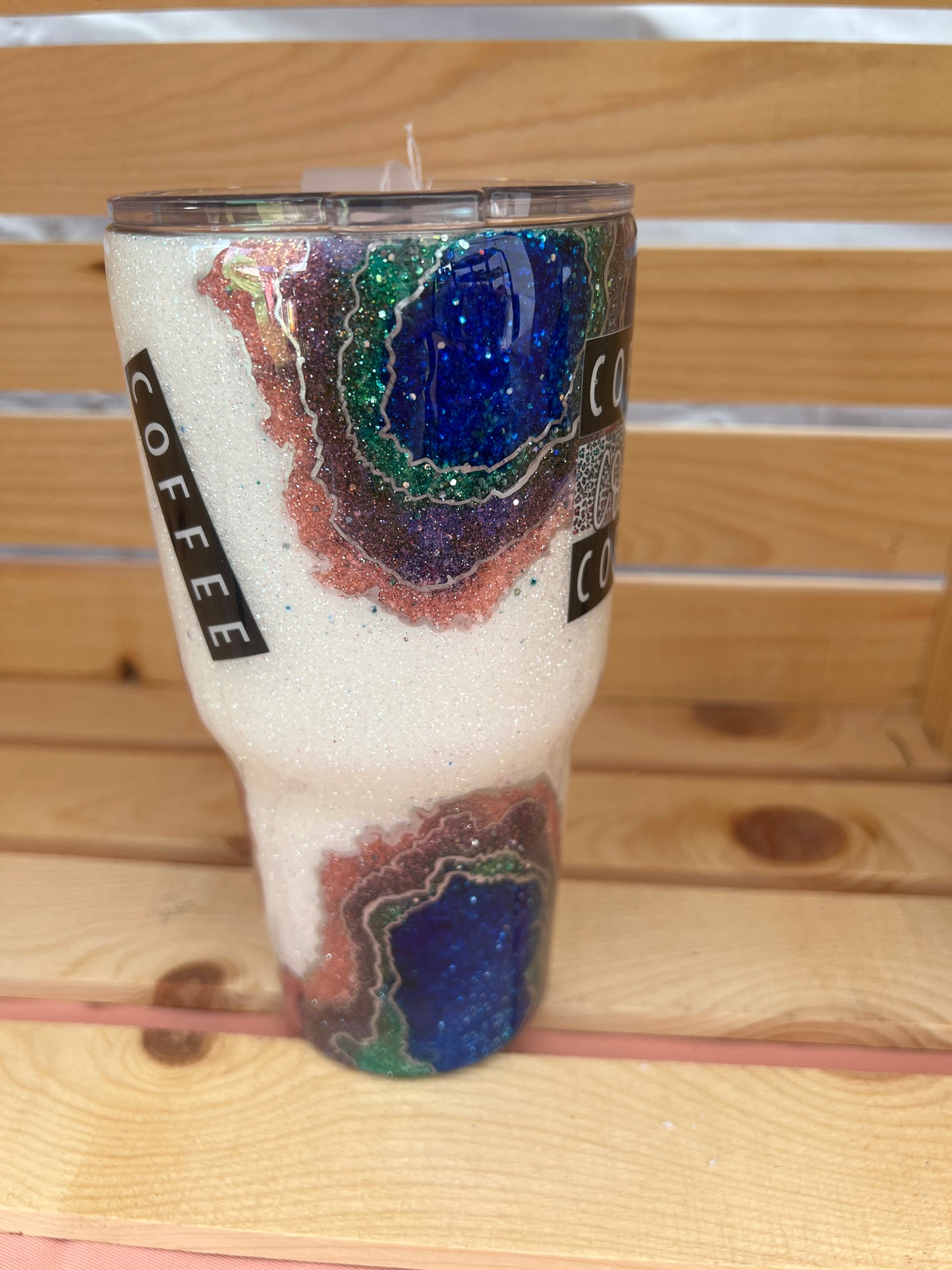 Clearance RTS. Glitter Geode tumbler 30oz