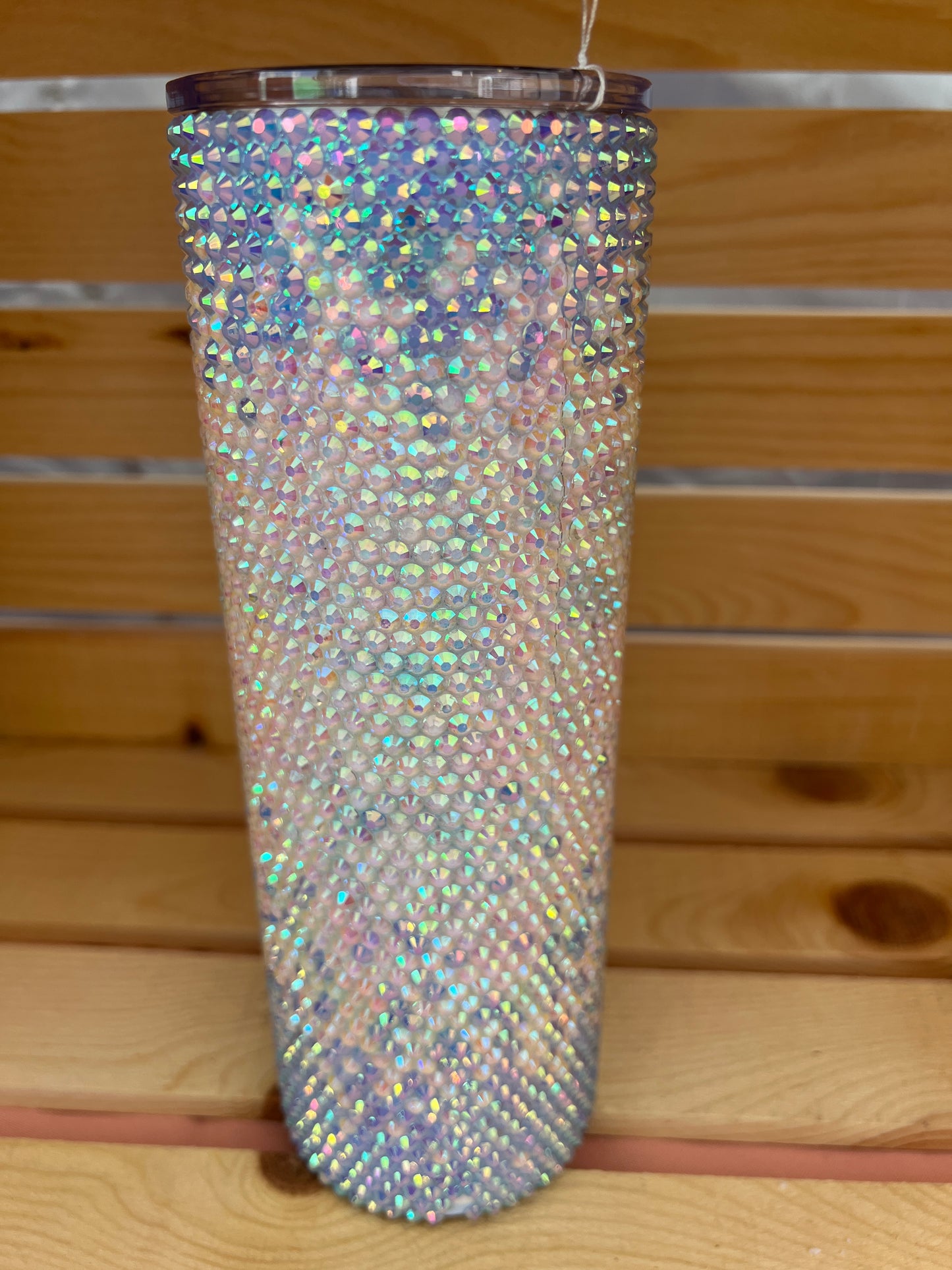 RTS. Rhinestone light blue to white trickle pattern Tumbler 30oz