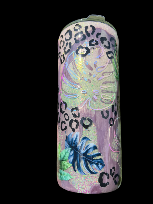 Clearance-RTS. Distressed Glow Monstera UV color change glitter base Built Brand 20oz