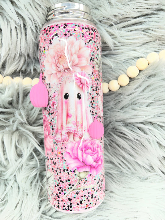 New- pink glittered ghost - 25oz hydro