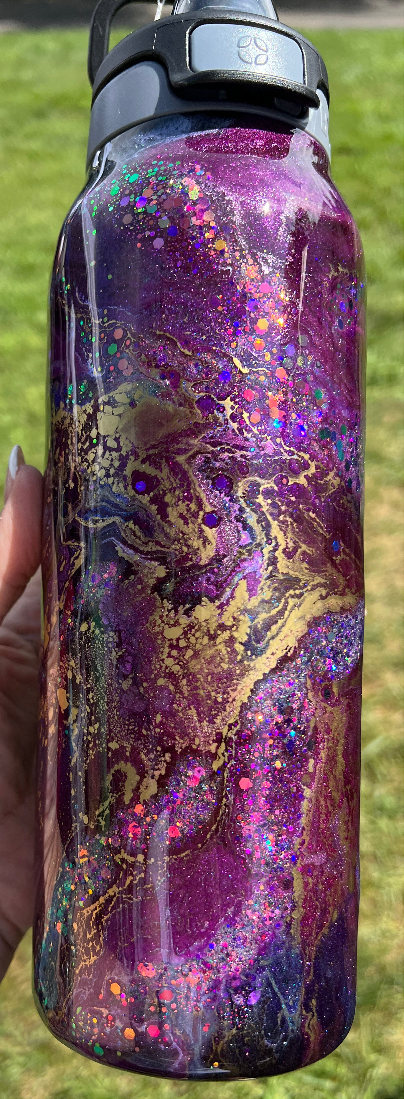 RTS. Ello 32oz Flip & Fill - Black purple Ink Swirl