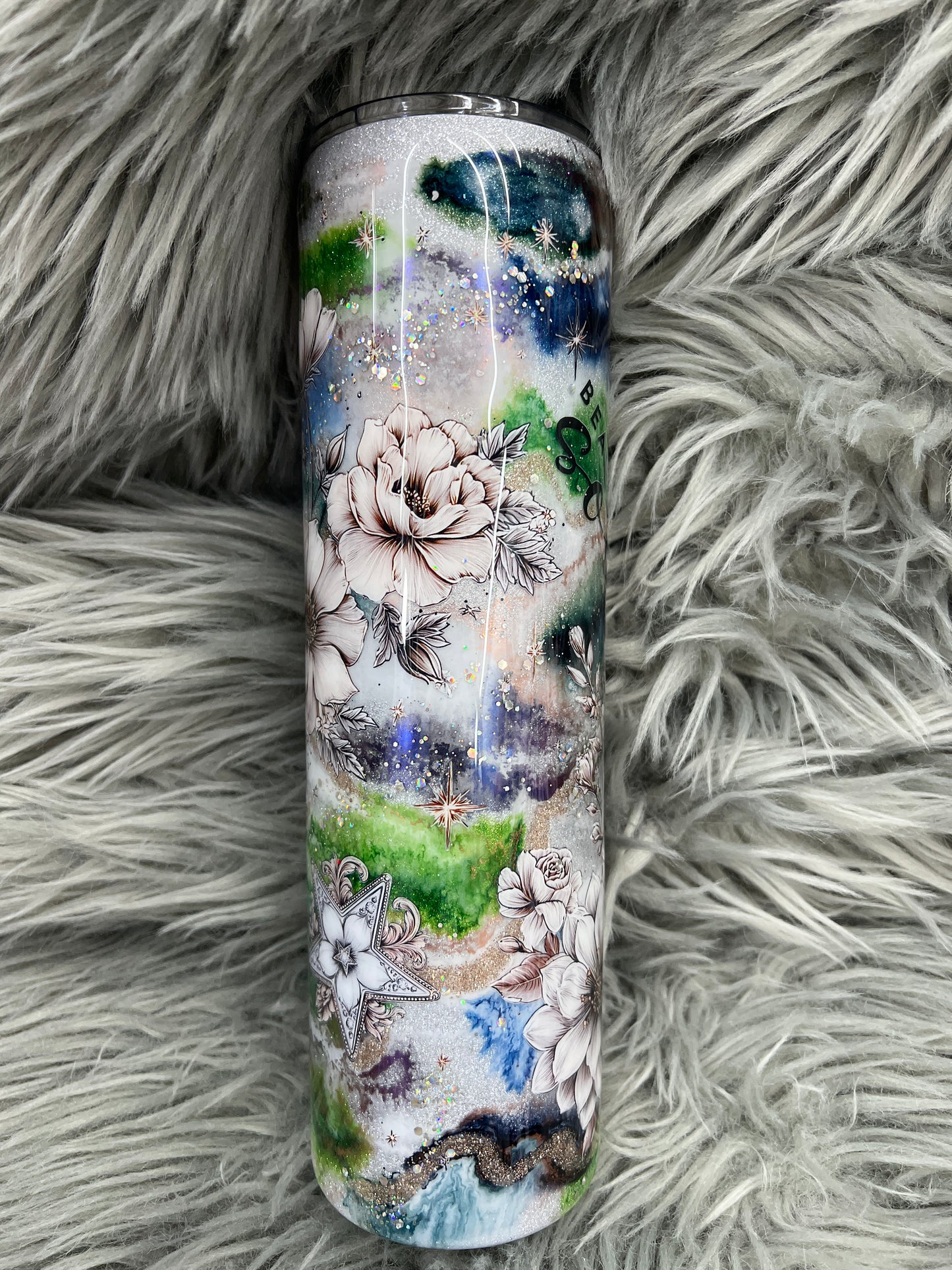 RTS. Beautiful soul, floral, with glitter base ink drop 35oz.