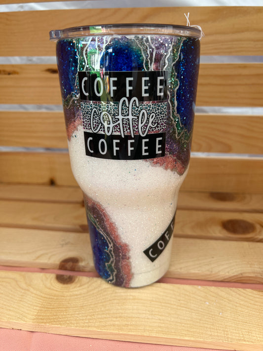 Clearance RTS. Glitter Geode tumbler 30oz