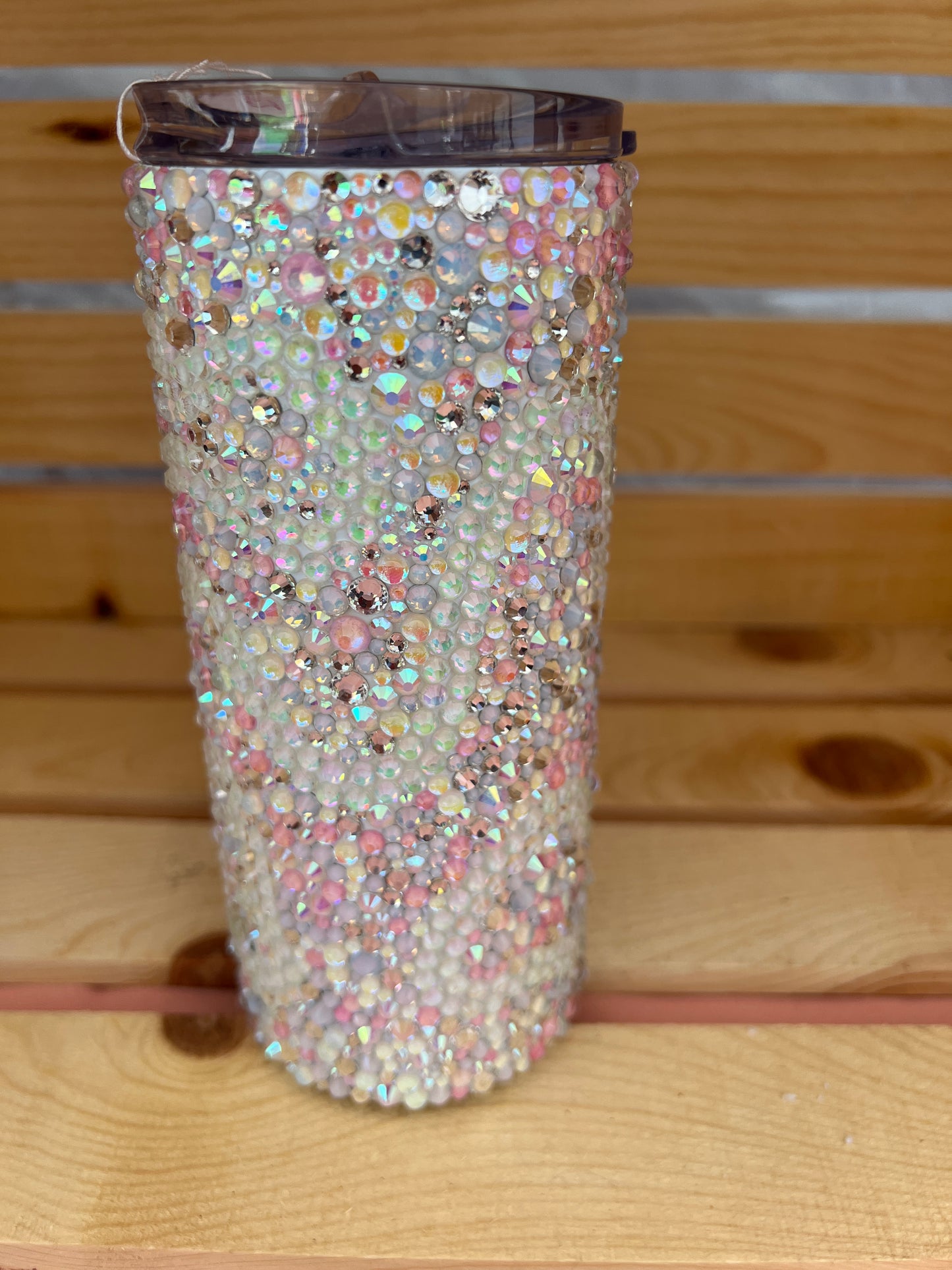 RTS. Rhinestone random Jessica Flynn Rhinestones with glow stones in waving pattern Tumbler 16oz